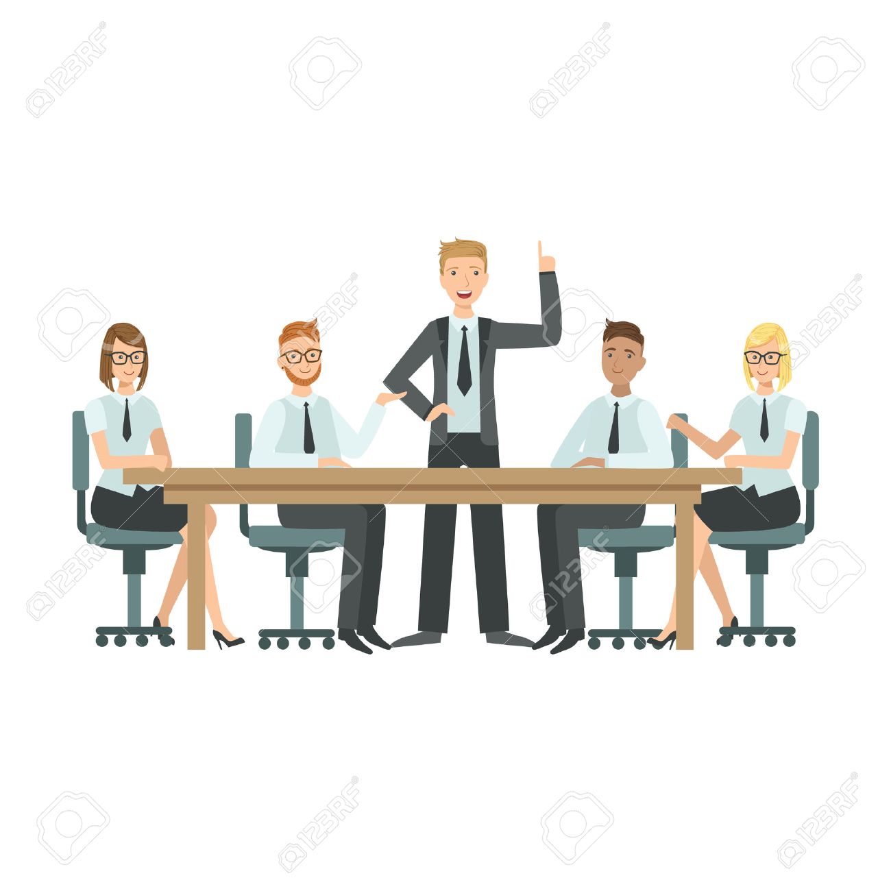 Los Gestores Sentado En La Reunion Trabajo En Equipo Simple Estilo De Dibujos Animados Ilustracion Oficina De Trabajo De Empleados De Dibujo Vectorial Plana Junto Linda Ilustraciones Vectoriales Clip Art Vectorizado Libre