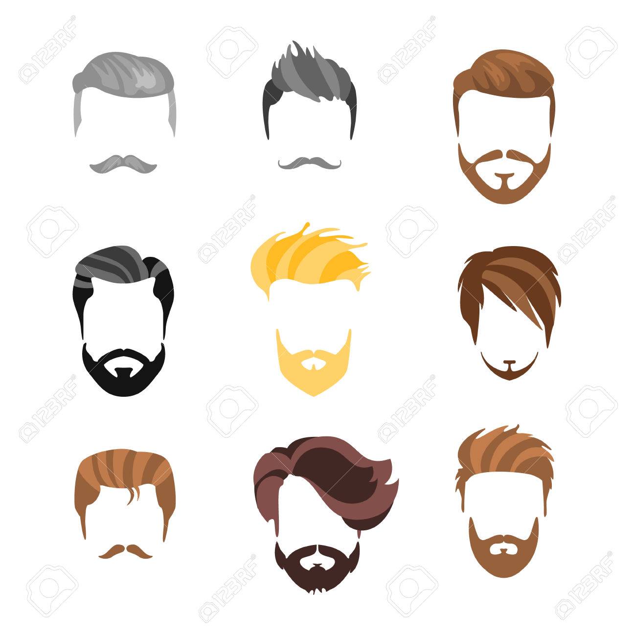 Male Haisrtyle Constructor For Face Set.Hair, Beard And Moustache Style  Design Templates Royalty Free SVG, Cliparts, Vectors, and Stock  Illustration. Image 61350196., image size:1300x1300