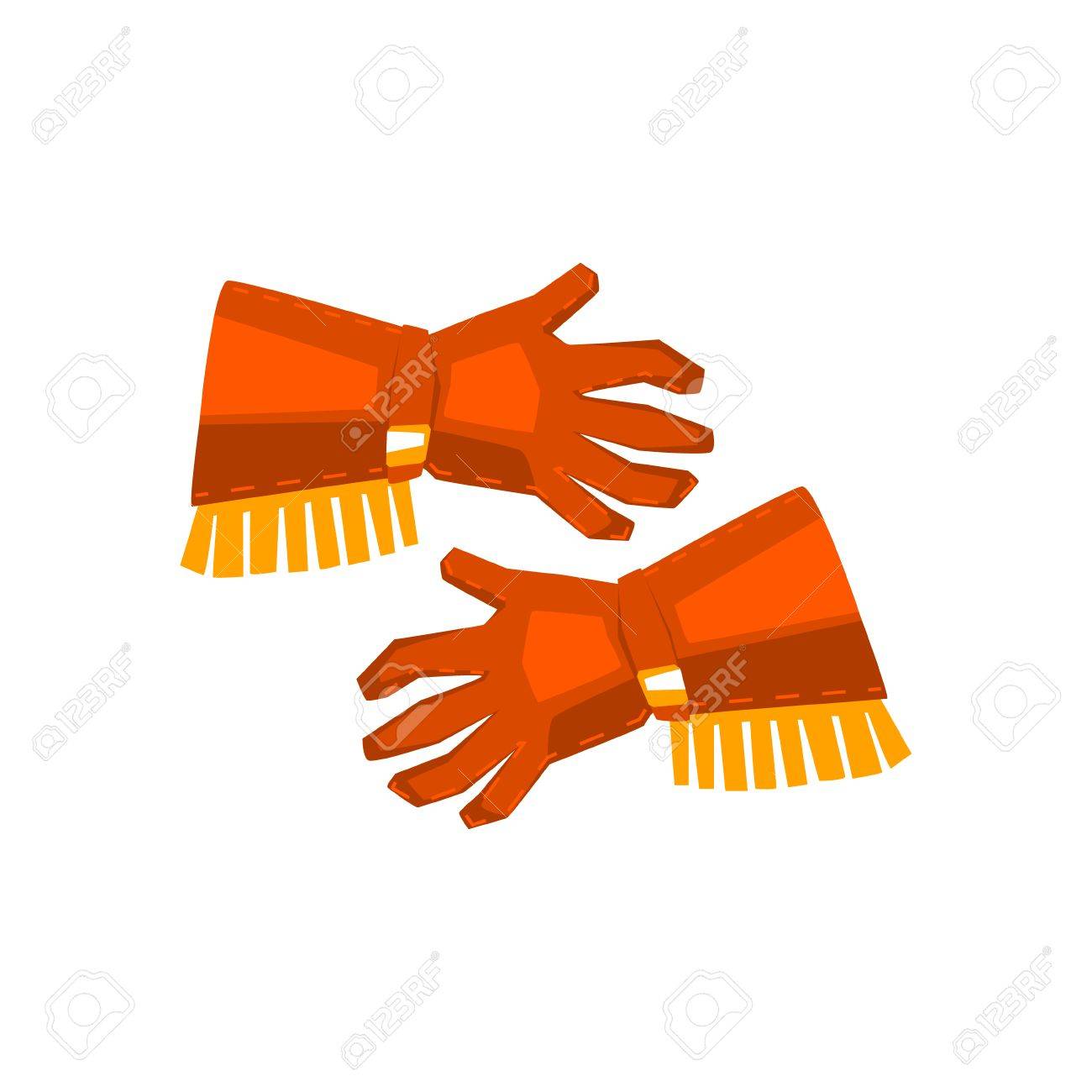 Guantes De Vaquero Con La Franja De Dibujo Aislado En Fondo Blanco. Fresco Ilustración Temática Del Salvaje Oeste Vectorial En Estilizado Diseño De La Historieta Geométrica Ilustraciones Svg, Clip