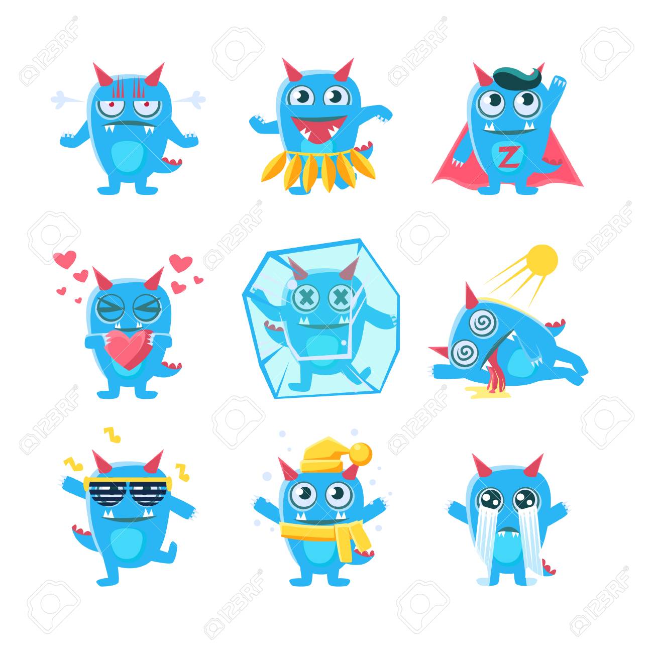 monstruo azul carácter actividades conjunto de dibujos infantiles