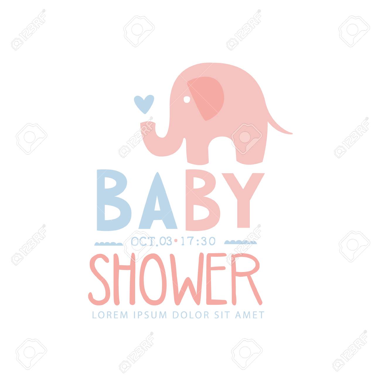 baby shower invitation design template with toy elephant