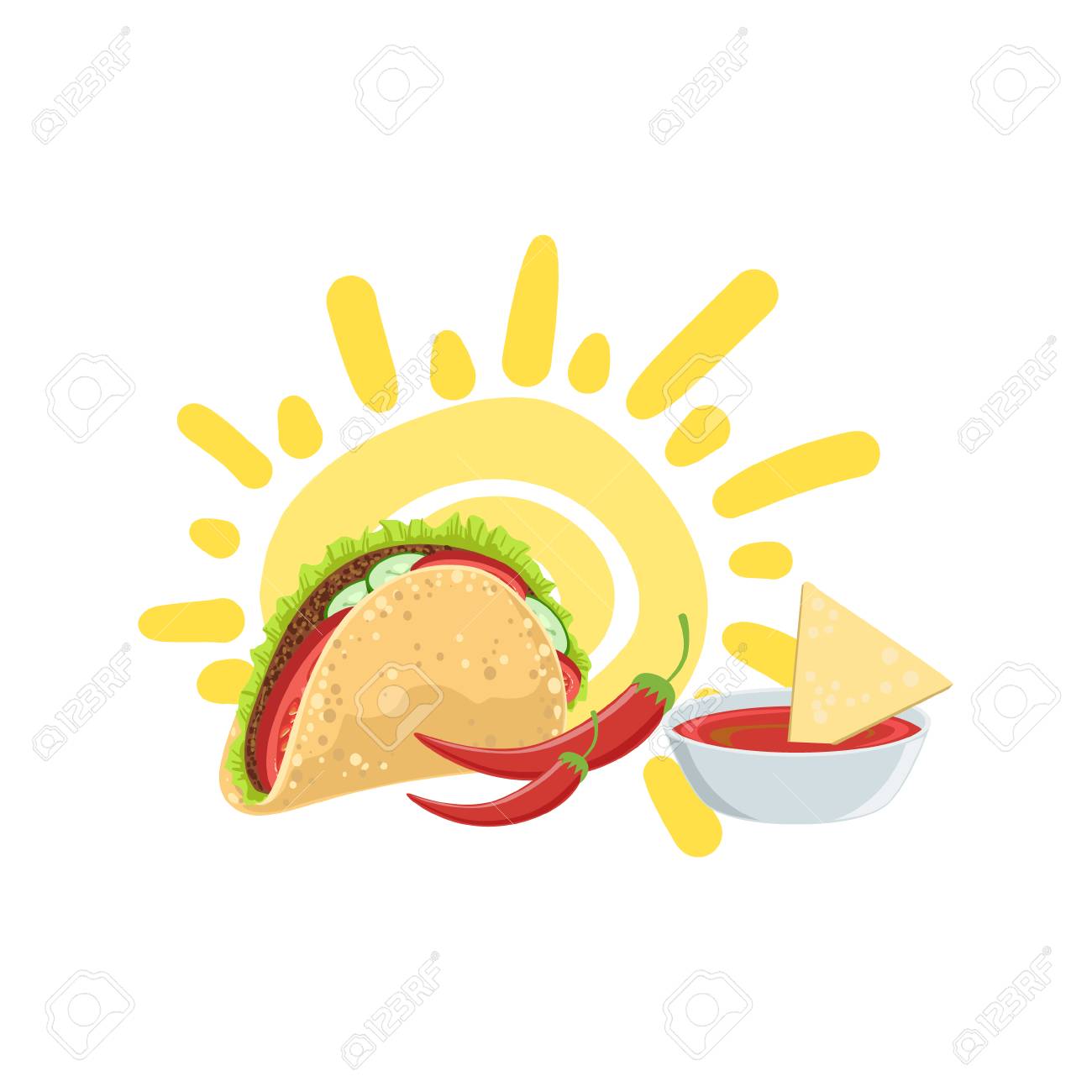 Taco Y Símbolo Mexicano De La Cultura. Objeto Aislado Color Brillante Del Vector Que Representa México En El Fondo Blanco Ilustraciones Svg, Vectoriales, Clip Art Vectorizado Libre De Derechos. Image 67197324. Taco Y Símbolo Mexicano De La Cultura. Objeto Aislado Color Brillante Del Vector Que Representa México En El Fondo Blanco Ilustraciones Svg, Vectoriales, Clip Art Vectorizado Libre De Derechos. Image 67197324.
