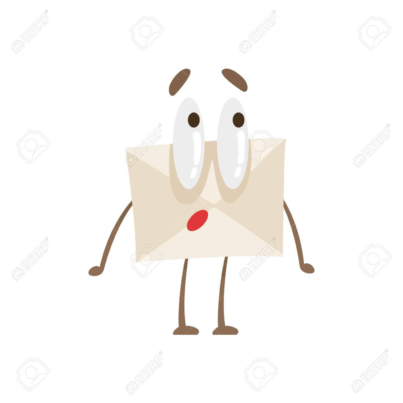 驚くヒト便箋封筒漫画キャラ絵文字イラストのイラスト素材 ベクタ Image