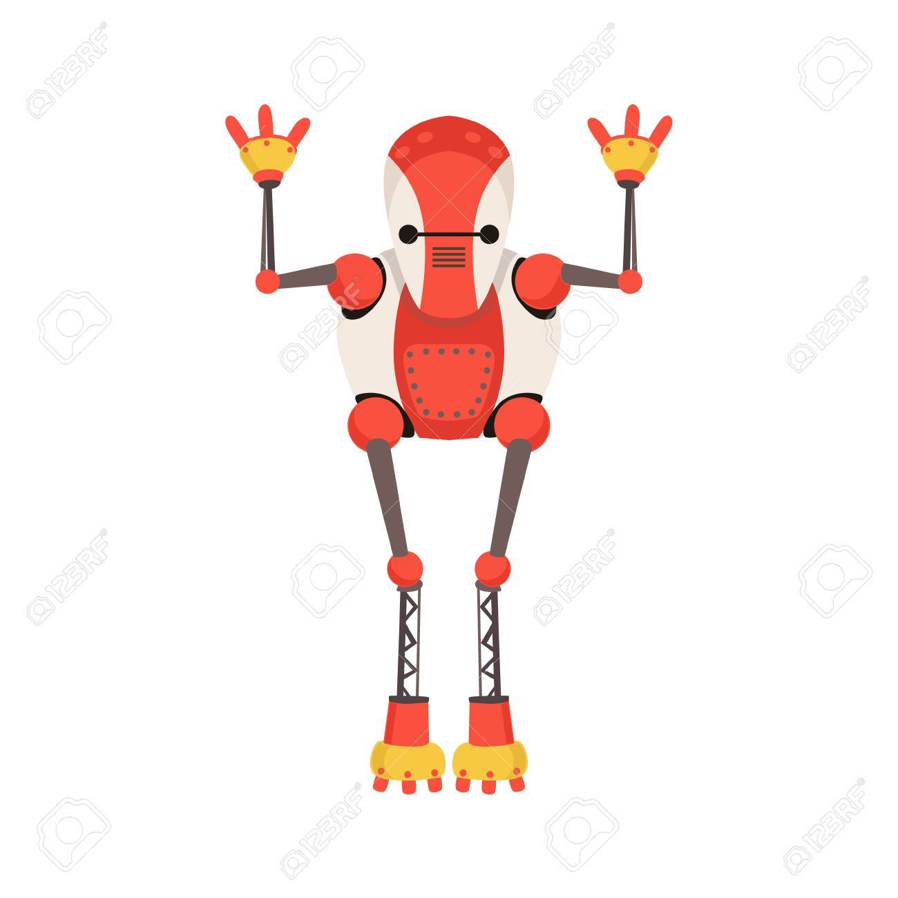 細い四肢ベクトル漫画イラストと赤と白のロボットのキャラクター 幼稚な方法 ファンタジーのドロイドのコレクションの一部で未来の人工人の肖像 のイラスト素材 ベクタ Image 細い四肢ベクトル漫画イラストと赤と白のロボットのキャラクター 幼稚な方法 ファンタジーのドロイドのコレクションの一部で未来の人工人の肖像 のイラスト素材 ベクタ Image
