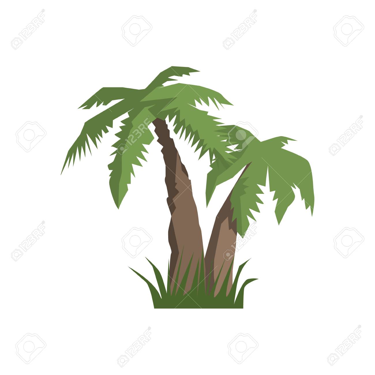 Two Palm Trees Jungle Landscape Element. Simple Tropical Forest Object  Illustration Isolated On White Background. Royalty Free SVG, Cliparts,  Vectors, and Stock Illustration. Image 67199792., image size:1300x1300