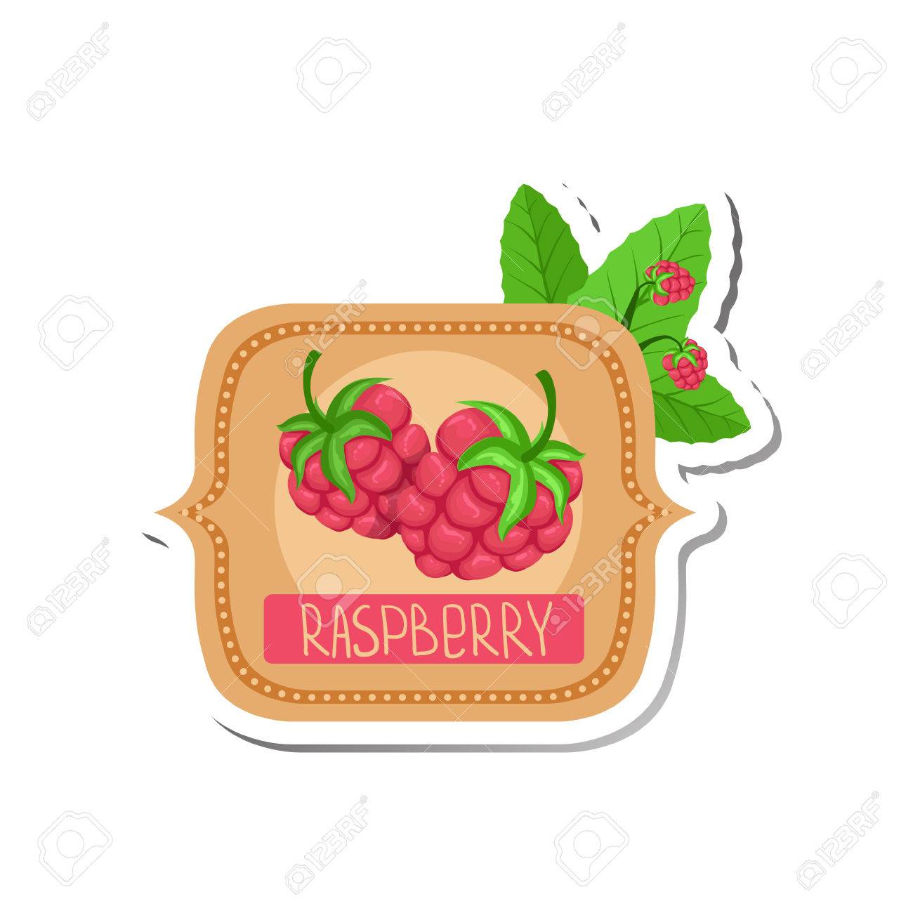 raspberry bright color jam label sticker template in square