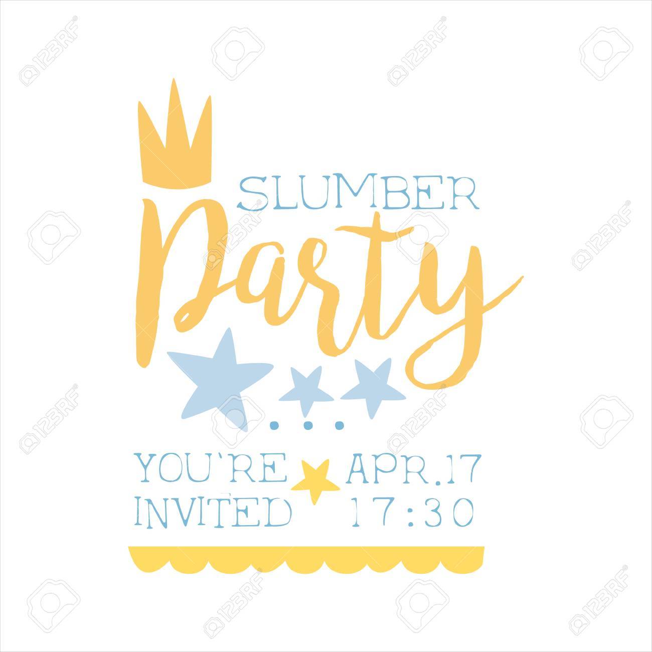girly pajama party invitation card template with crown inviting