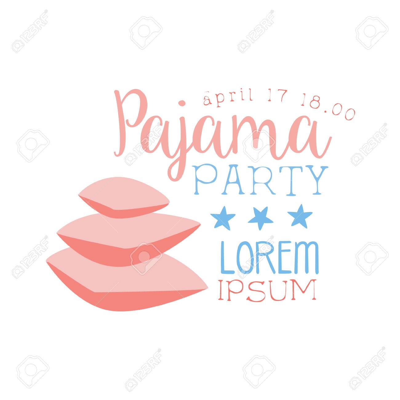 girly pajama party invitation card template with pile of pillows
