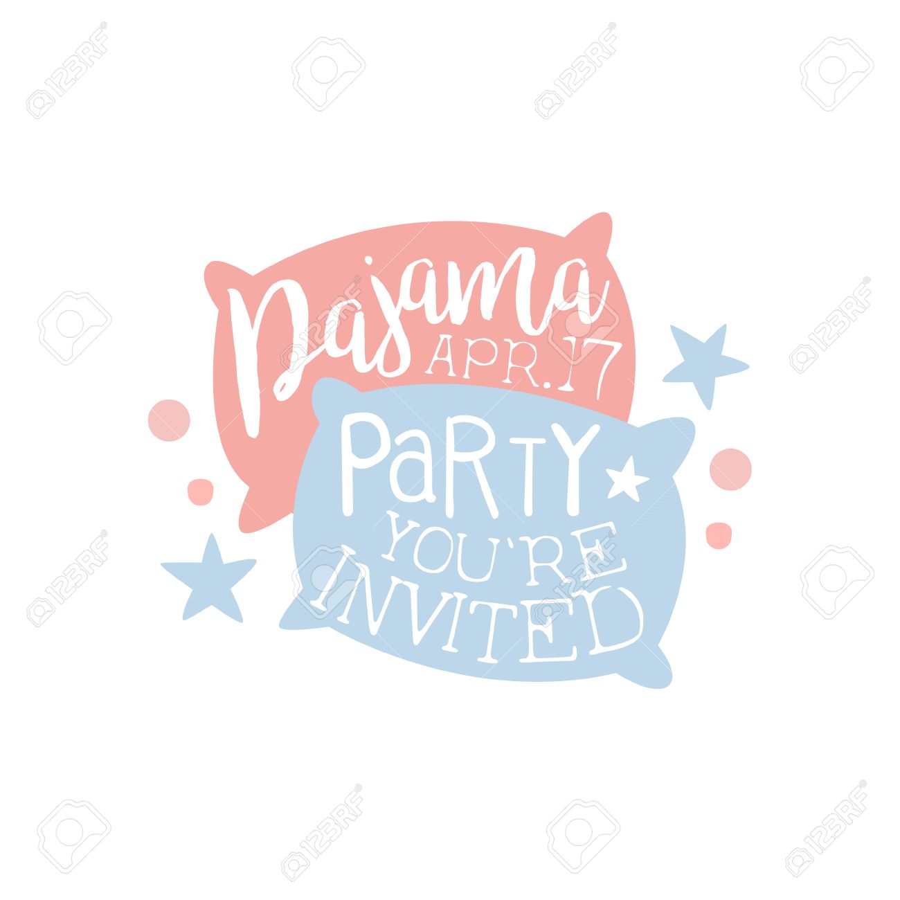 girly pajama party invitation card template with two pillows party invitation card template