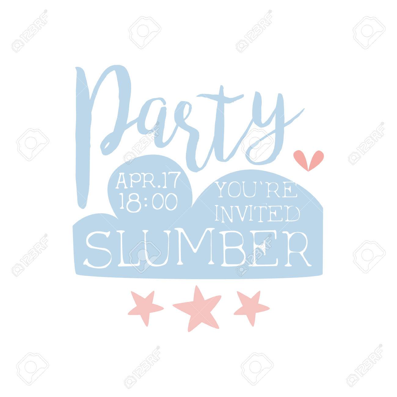 girly pajama party invitation card template with stars inviting
