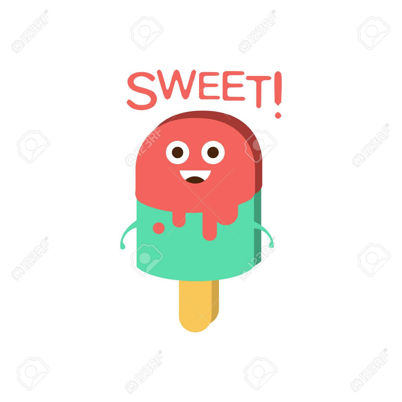 sweet and ice cream word and corresponding illustration cartoon sweet emoji