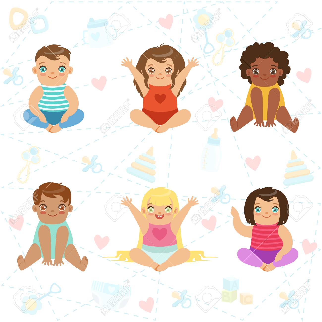 座っていると笑顔 幸せな幼児キャラクターの設定に大きな目をしたかわいい赤ちゃんのイラスト素材 ベクタ Image 座っていると笑顔 幸せな幼児キャラクターの設定に大きな目をしたかわいい赤ちゃんのイラスト素材 ベクタ Image
