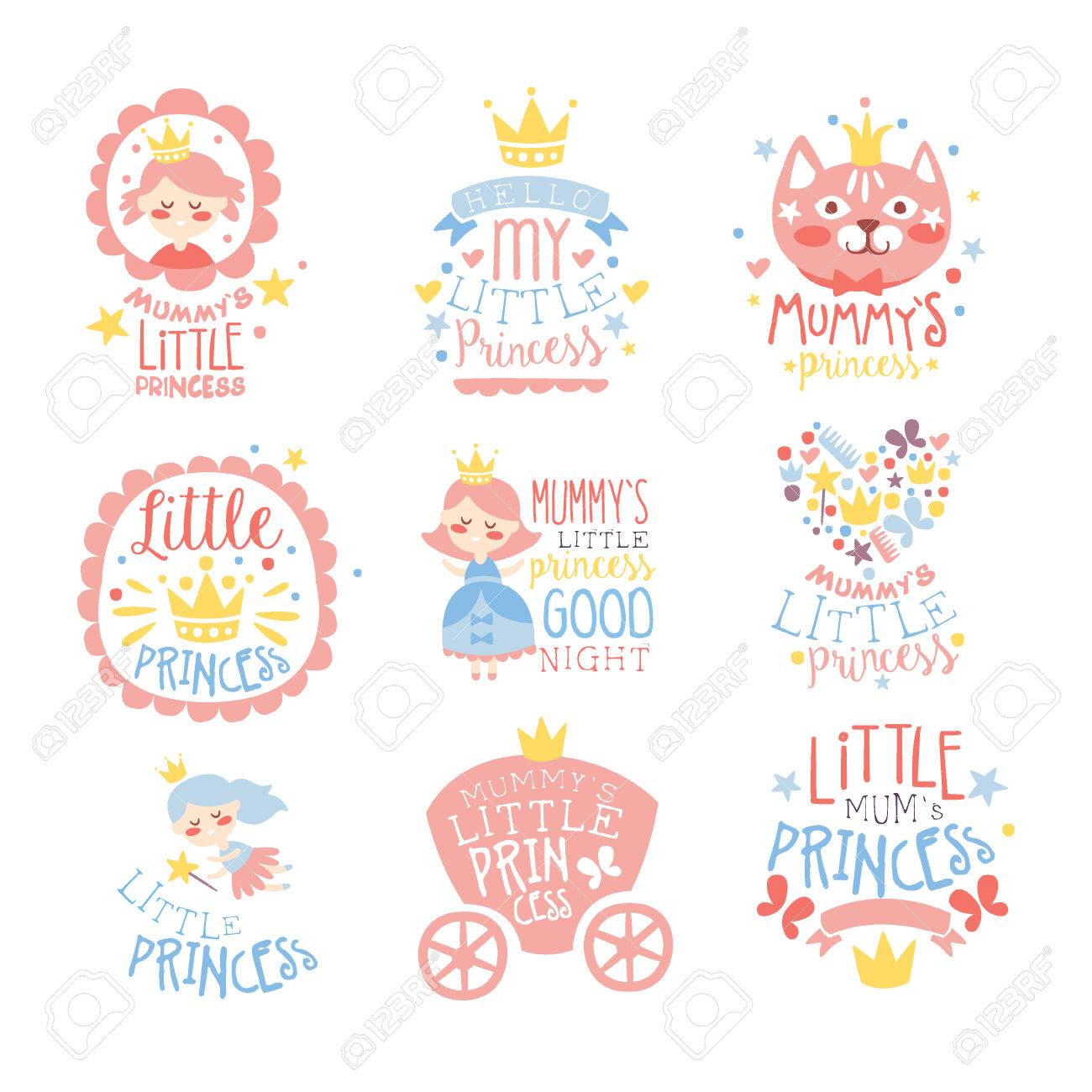 little princess set of prints for infant girls room or clothing clothing design templates
