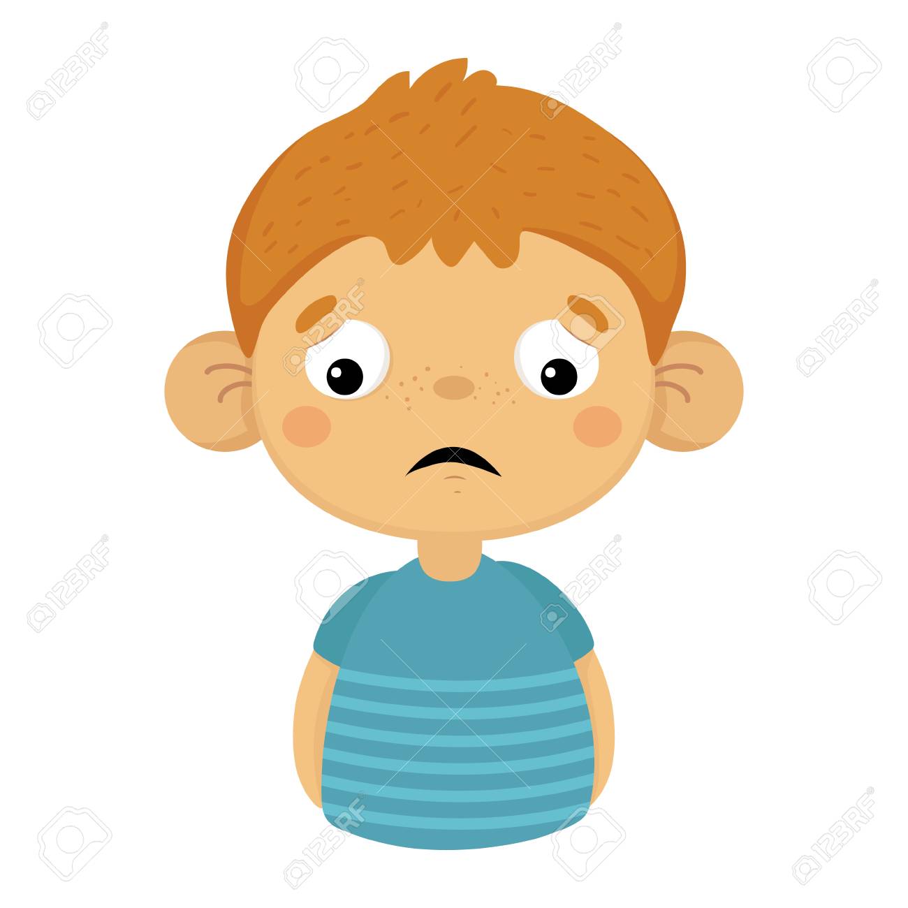 Sad And Disappointed Cute Small Boy With Big Ears In Blue T-shirt, Emoji  Portrait Of A Male Child With Emotional Facial Expression Royalty Free SVG,  Cliparts, Vectors, and Stock Illustration. Image 73052854., image size:1300x1300