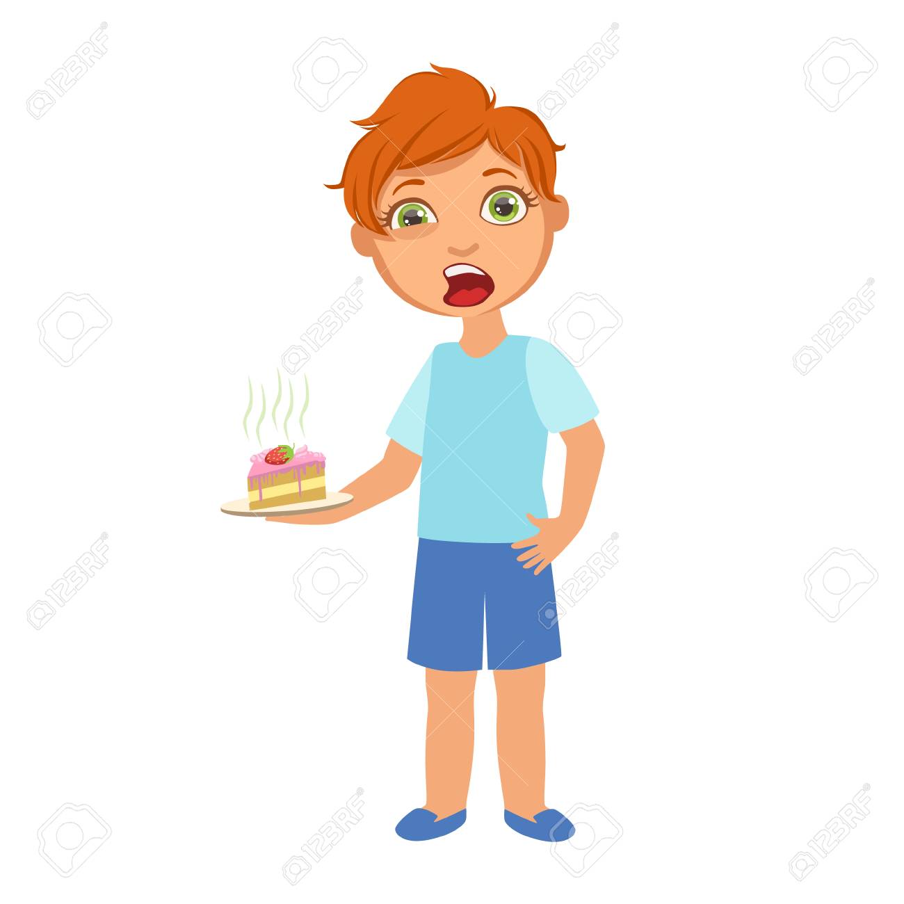 boy with cake nauseous