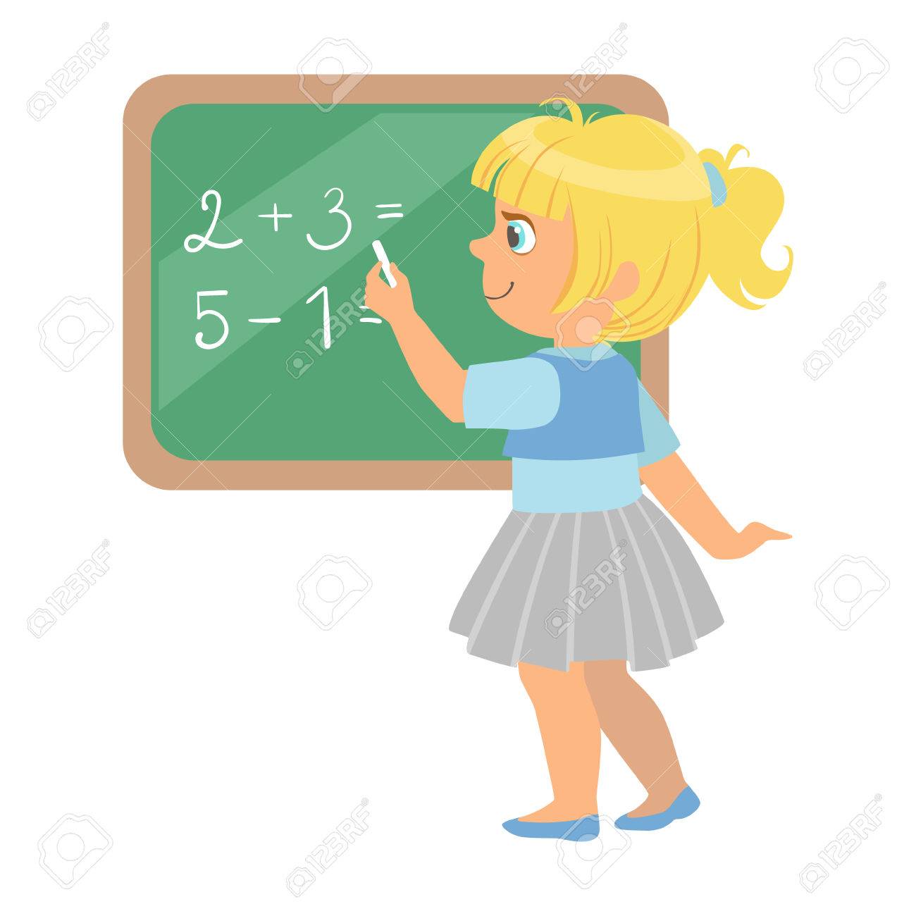 黒板近くに立っているかわいい小さな女子高生と数学的な例については 白い背景で隔離のカラフルな文字を書くのイラスト素材 ベクタ Image 黒板近くに立っているかわいい小さな女子高生と数学的な例については 白い背景で隔離のカラフルな文字を書くのイラスト素材 ベクタ Image