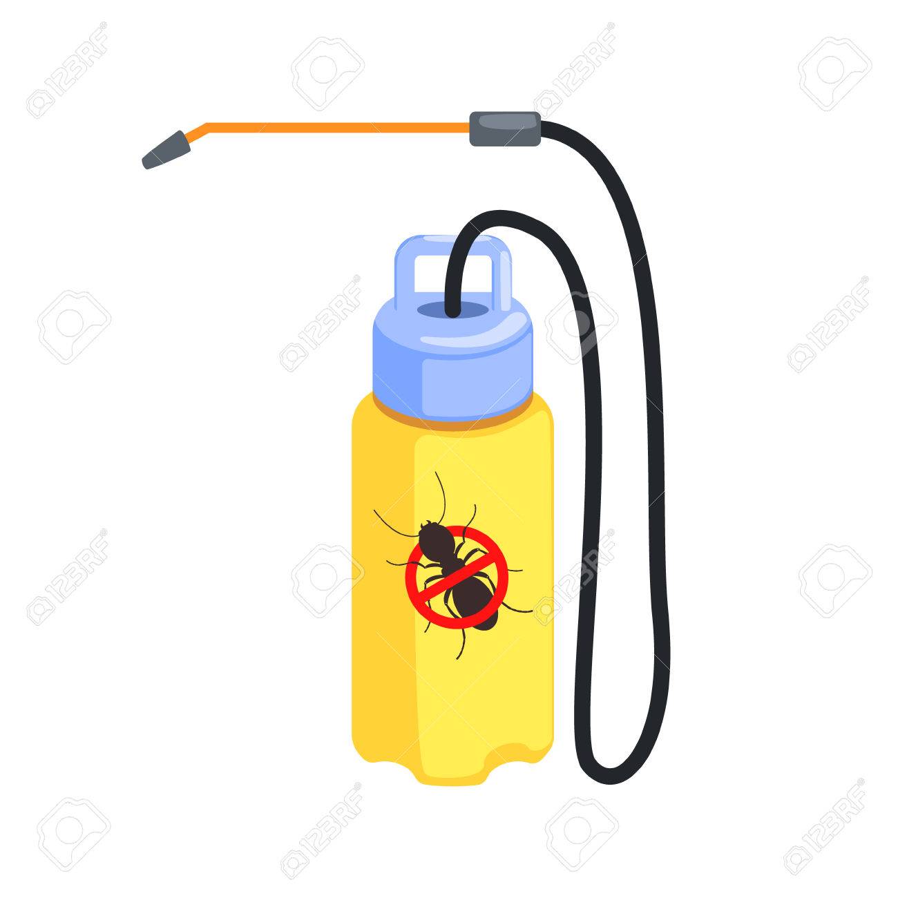 シロアリとアリの破壊のための黄色の加圧スプレー カラフルな漫画イラストのイラスト素材 ベクタ Image