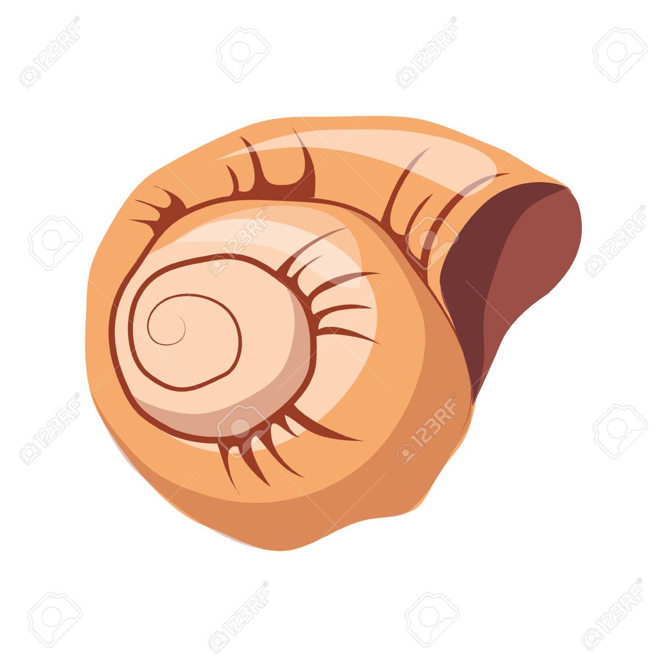 スパイラルかたつむりの家またはシェル 海の軟体動物の空のシェル カラフルな漫画イラスト のイラスト素材 ベクタ Image