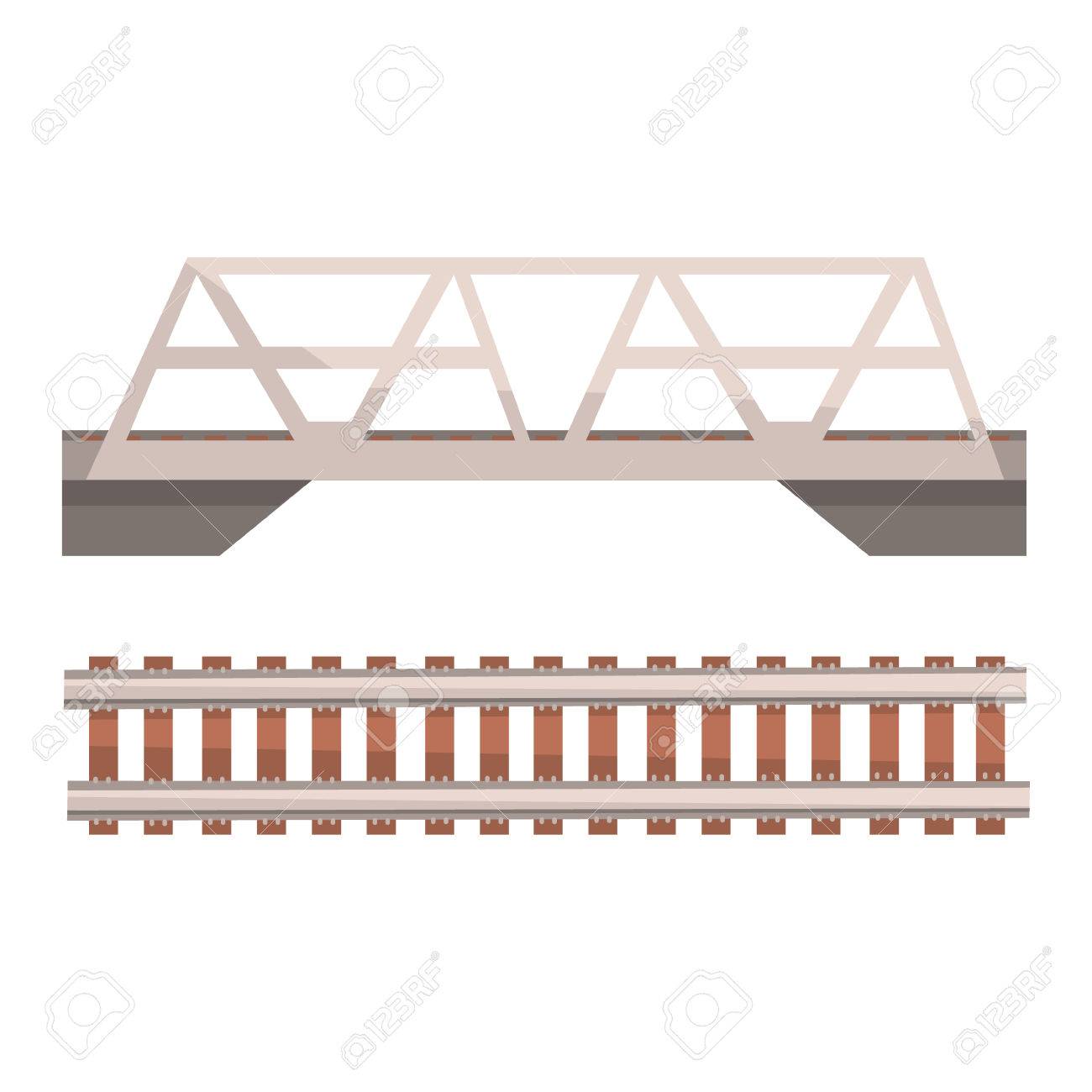 鉄道橋と鉄道 レール断面 カラフルな漫画イラストのイラスト素材 ベクタ Image 鉄道橋と鉄道 レール断面 カラフルな漫画イラストのイラスト素材 ベクタ Image