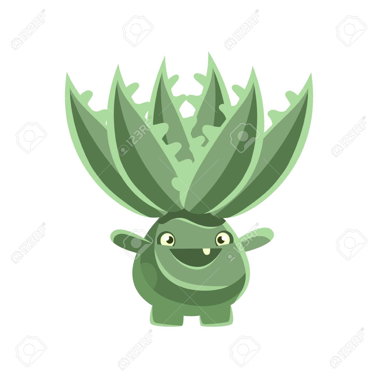 幸せな笑顔のサボテンの絵文字 漫画感情文字ベクトル図のイラスト素材 ベクタ Image