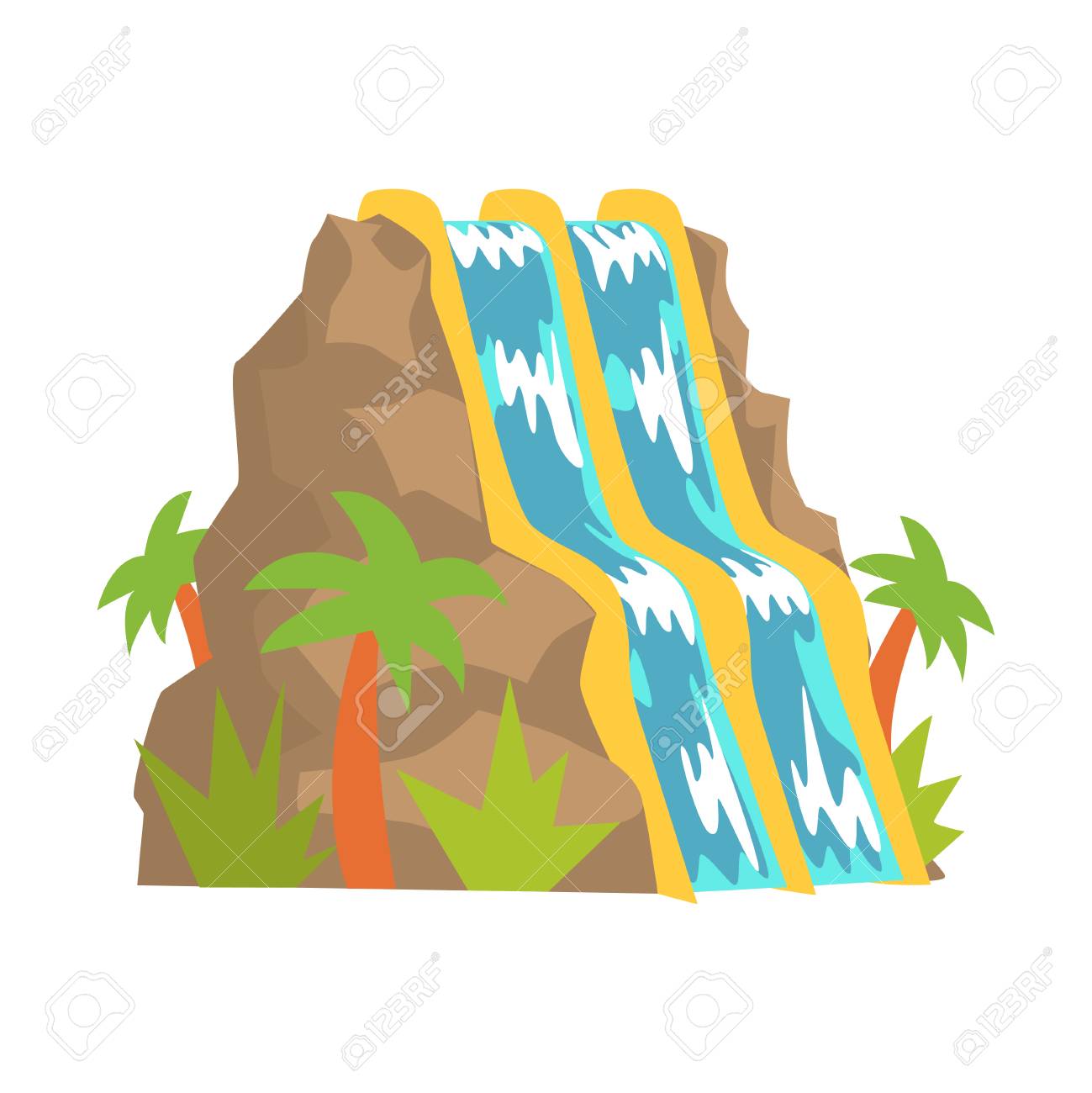 Chute Deau Toboggans Aquapark équipement Vecteur De Dessin Animé Illustration