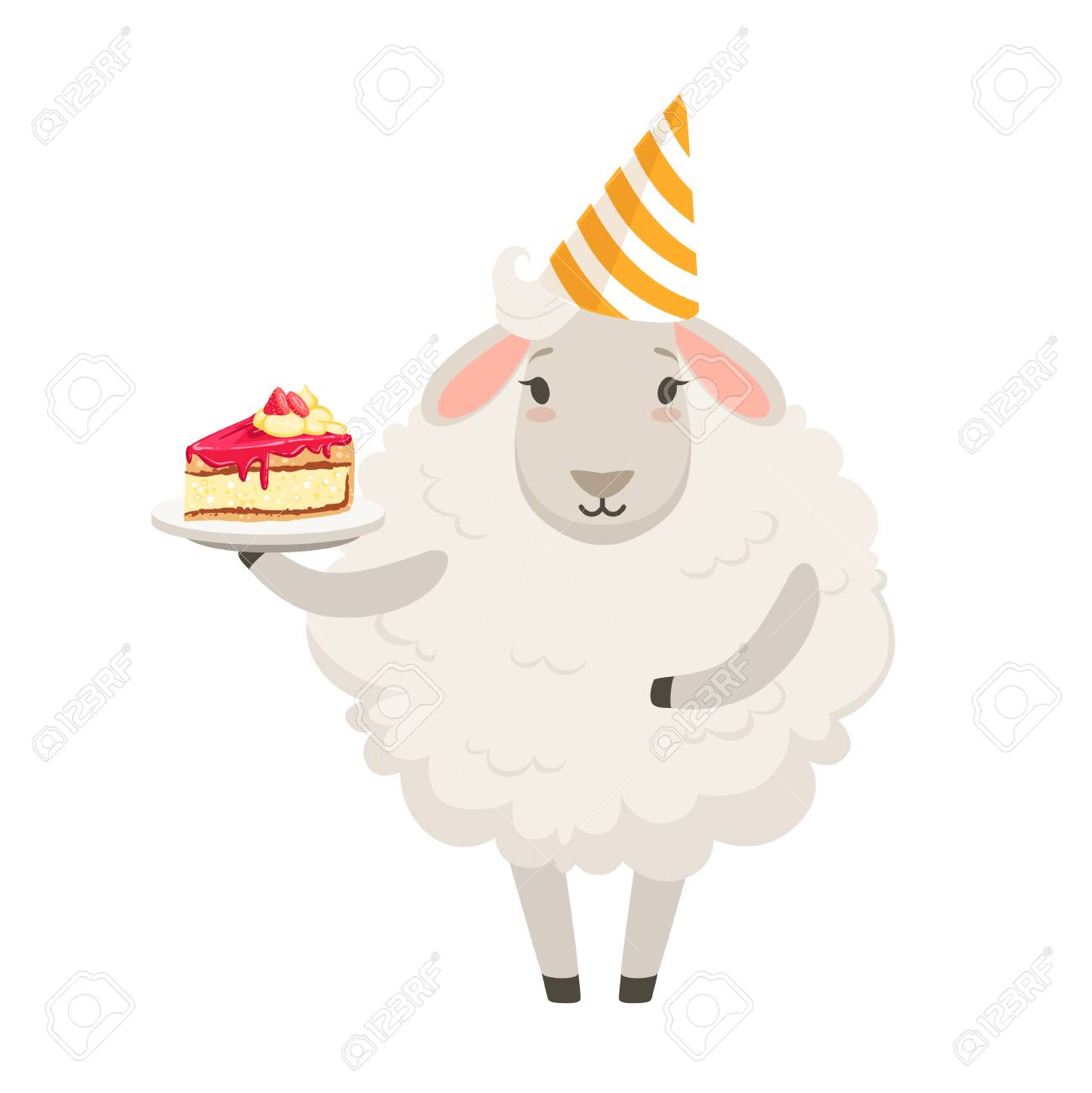 Caractere De Mouton Blanc Mignon Portant Chapeau De Fete Tenant Une Plaque Avec Un Morceau De Gateau Clip Art Libres De Droits Vecteurs Et Illustration Image Caractere De Mouton Blanc Mignon Portant Chapeau De Fete Tenant Une Plaque Avec Un Morceau De Gateau Clip Art Libres De Droits Vecteurs Et Illustration Image