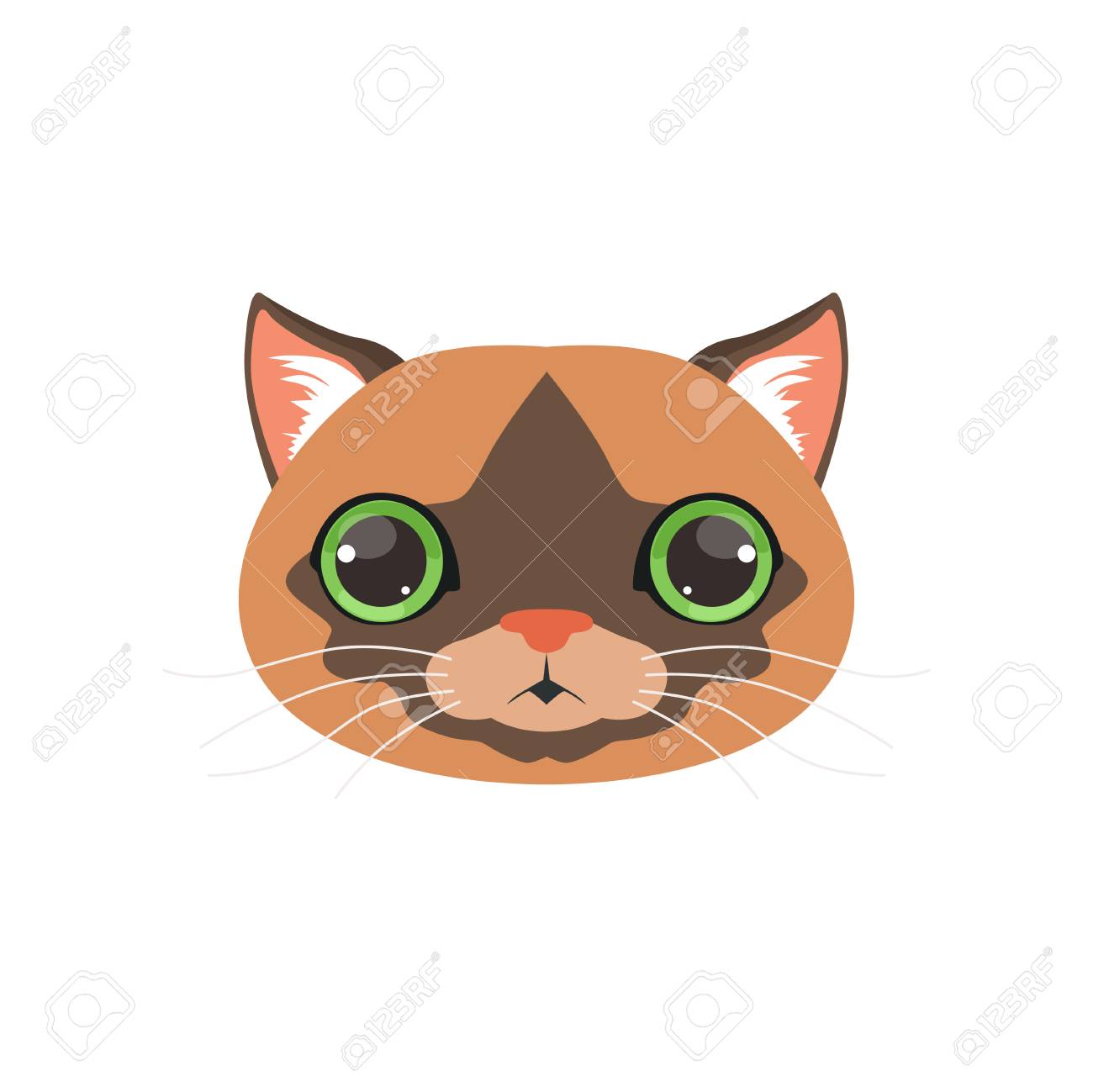 緑色の目 面白い漫画動物キャラ ベクトル イラストでかわいい茶色の猫頭のイラスト素材 ベクタ Image 緑色の目 面白い漫画動物キャラ ベクトル イラストでかわいい茶色の猫頭のイラスト素材 ベクタ Image