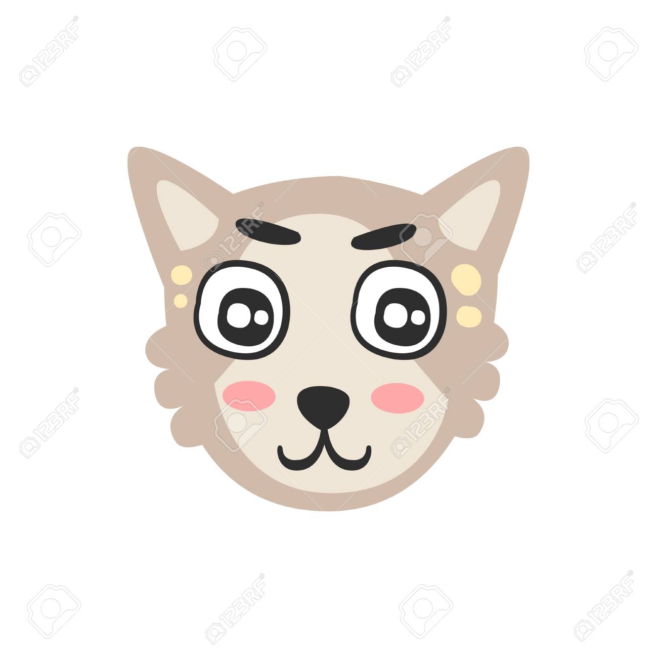 かわいいグレー猫頭 面白い漫画動物キャラ ベクトル イラストのイラスト素材 ベクタ Image