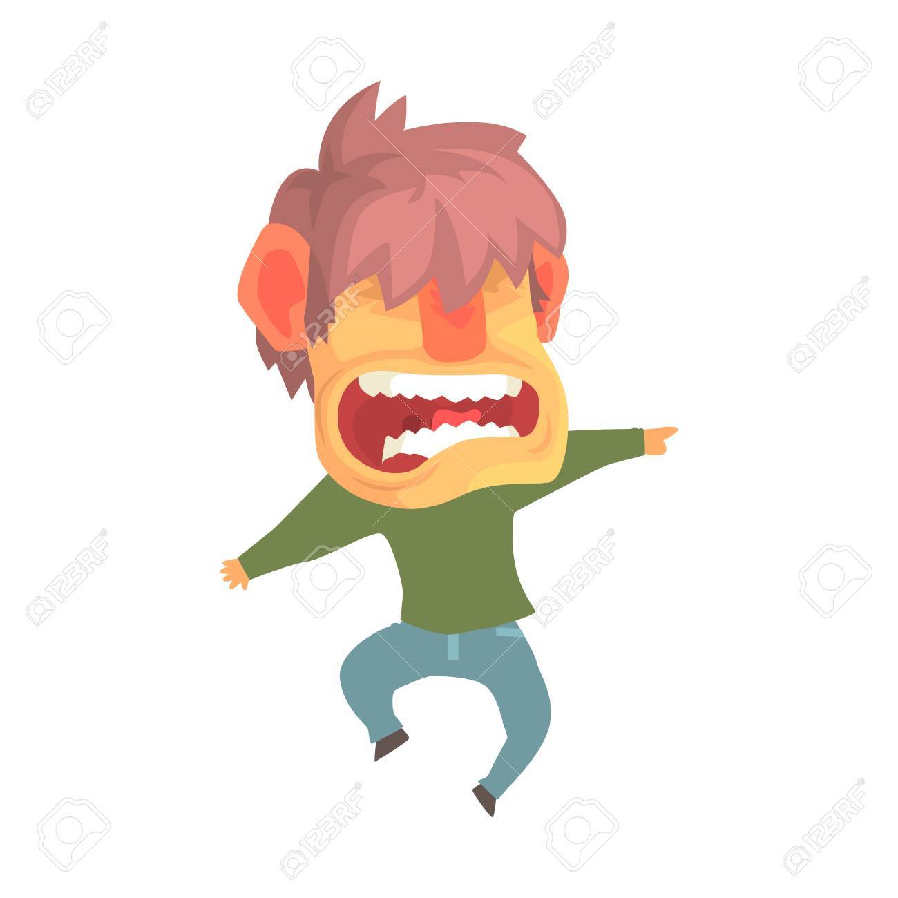 Young Angry Screaming Man Despair Aggressive Person Cartoon Character Vector Illustration Royalty Free Cliparts Vectors And Stock Illustration Image