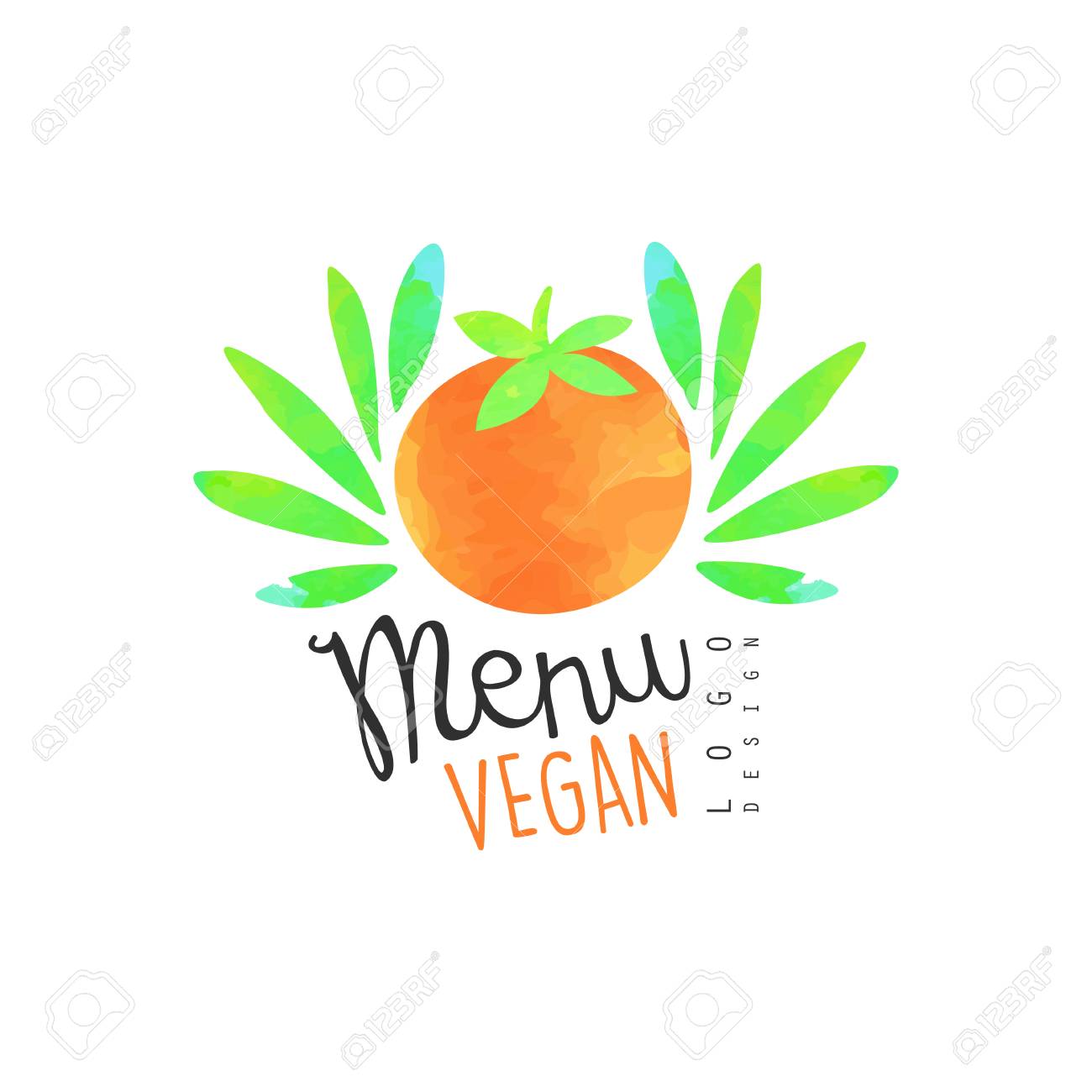 Menu Vegan Logo Design Element For Healthy Food And Drinks