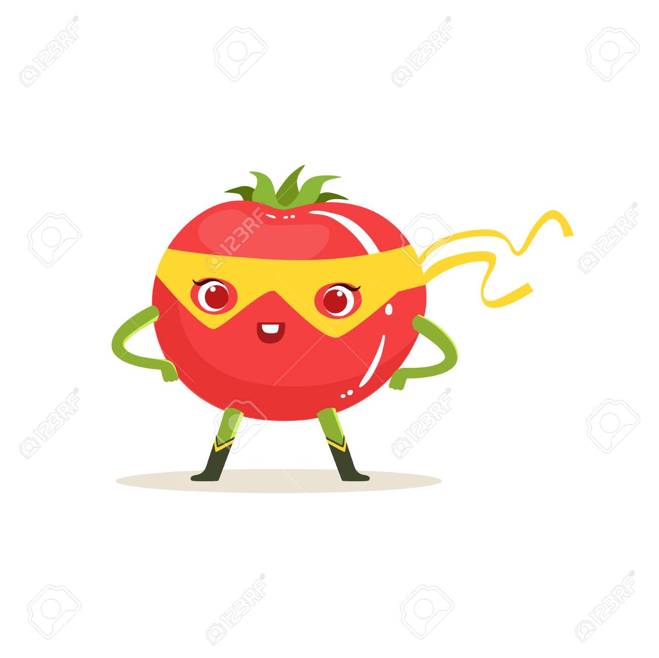 Personnage De Dessin Animé De Tomate Super-héros Avec Les Bras Akimbo Clip Art Libres De Droits , Vecteurs Et Illustration. Image 88088786.