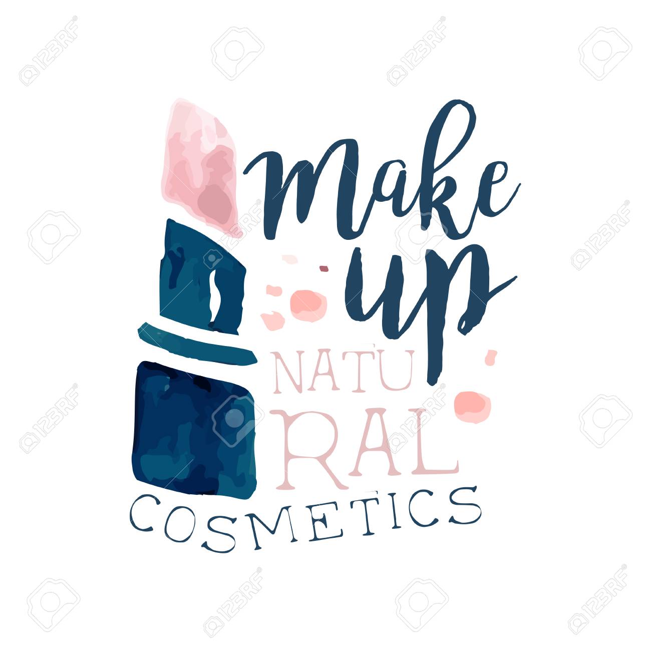 メイクアップ 自然化粧品 美容スタジオ 化粧品店 スパ センター水彩画のラベル ベクトル イラストのイラスト素材 ベクタ Image 4016