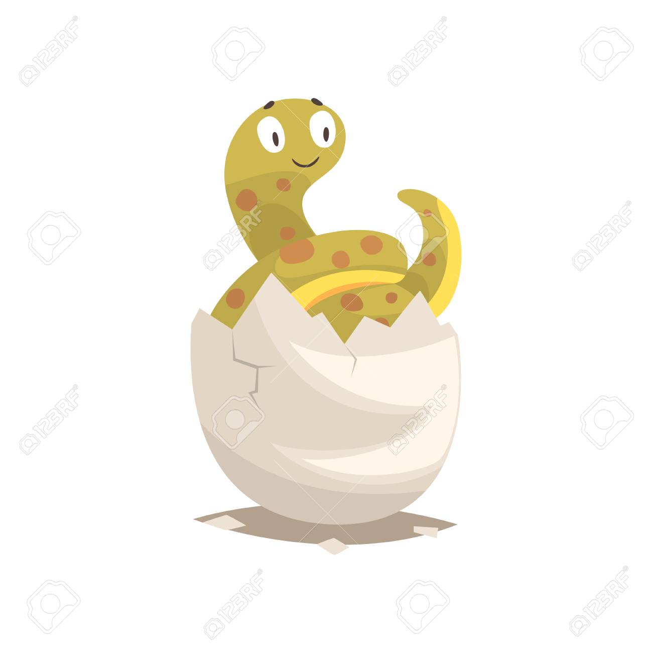 壊れた卵の殻で面白い長い蛇の赤ちゃん のイラスト素材 ベクタ Image 8407