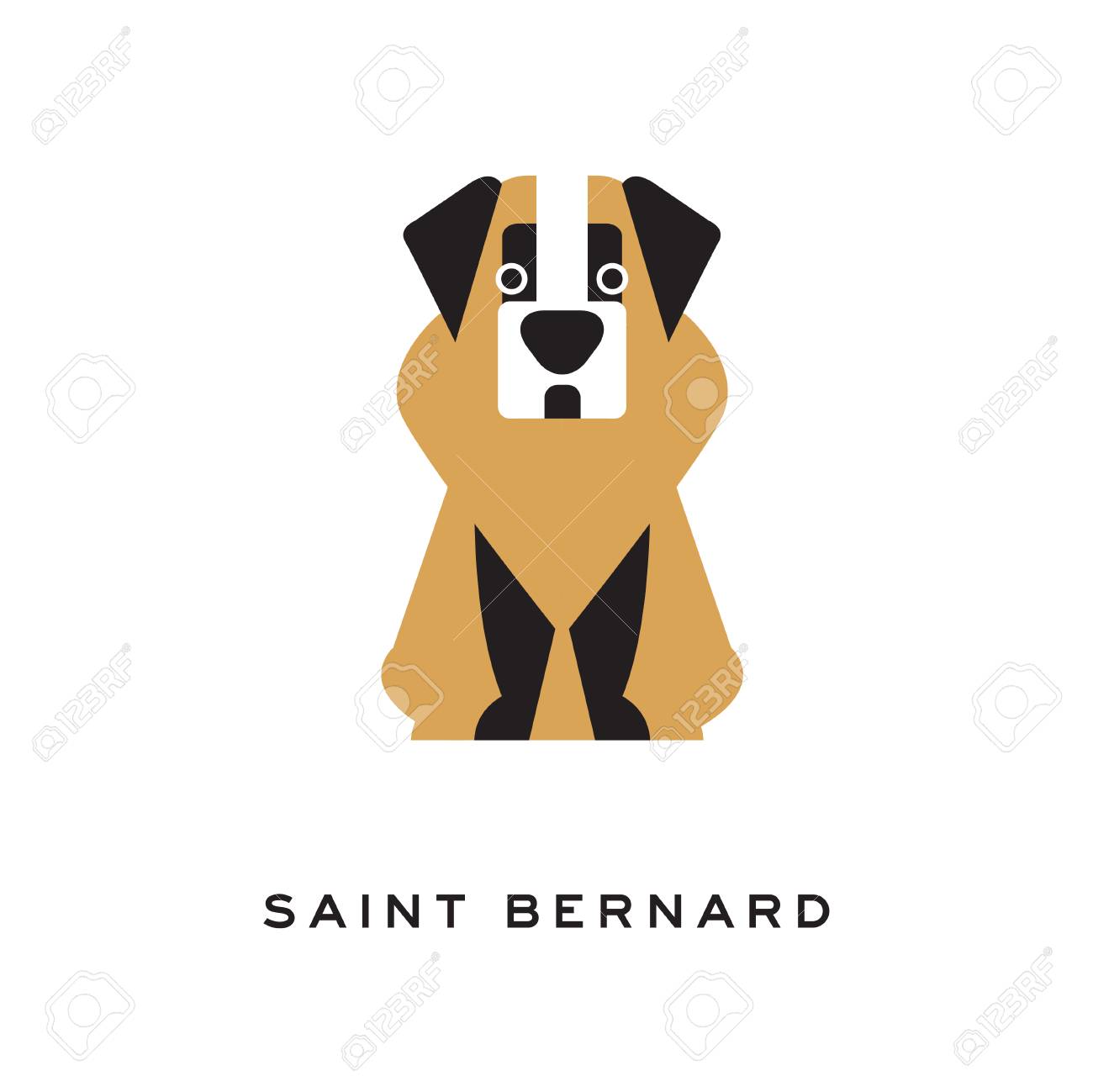 フラット スタイルで漫画セントバーナード犬のキャラクターのイラスト素材 ベクタ Image