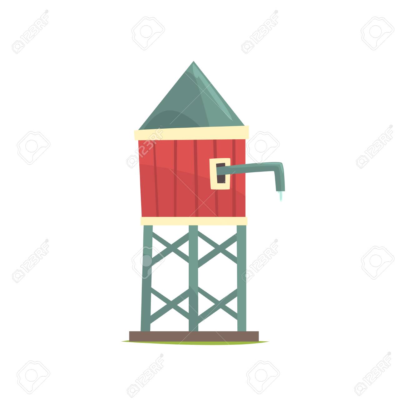 Water Tower Wooden Farm Building Cartoon Vector Illustration Royalty Free Cliparts Vectors And Stock Illustration Image 1106