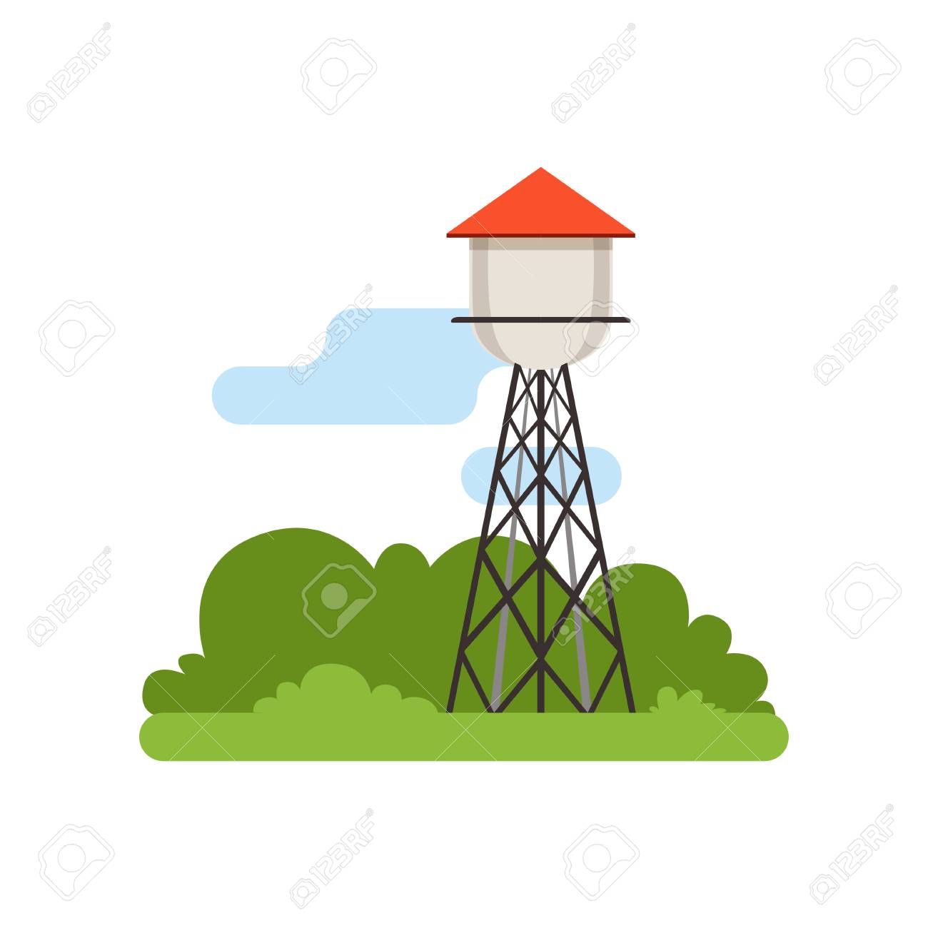 Chateau D Eau Batiment De Ferme Objet De Vie De Campagne Vecteur De Paysage Rural Illustration Clip Art Libres De Droits Vecteurs Et Illustration Image