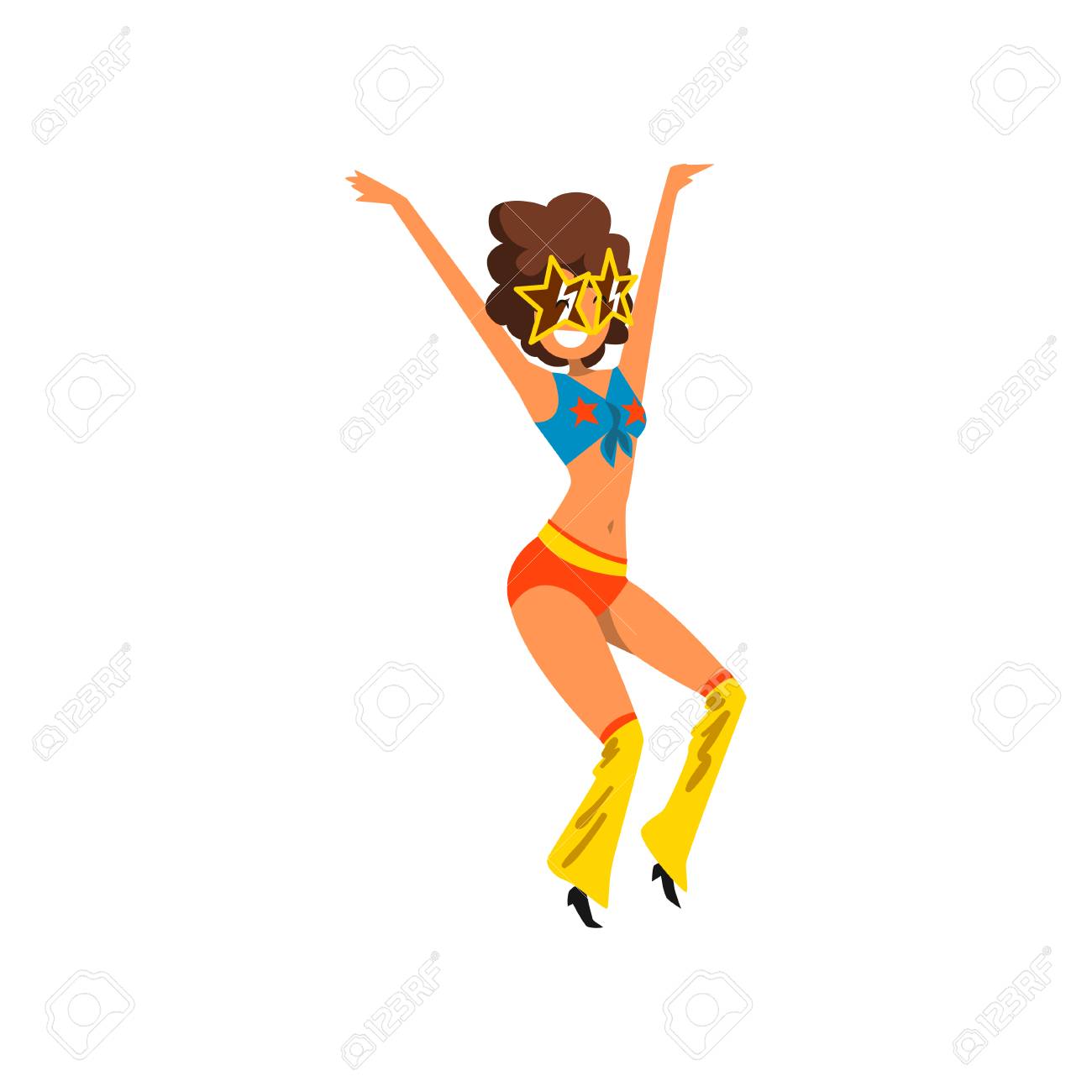 ダンスガールキャラクター 音楽パーティーで女性ダンサーの動体 1980年代スタイルの女性ダンスディスコベクトルイラストは白い背景に孤立 のイラスト素材 ベクタ Image ダンスガールキャラクター 音楽パーティーで女性ダンサーの動体 1980年代スタイルの女性ダンスディスコベクトルイラストは白い背景に孤立 のイラスト素材 ベクタ Image