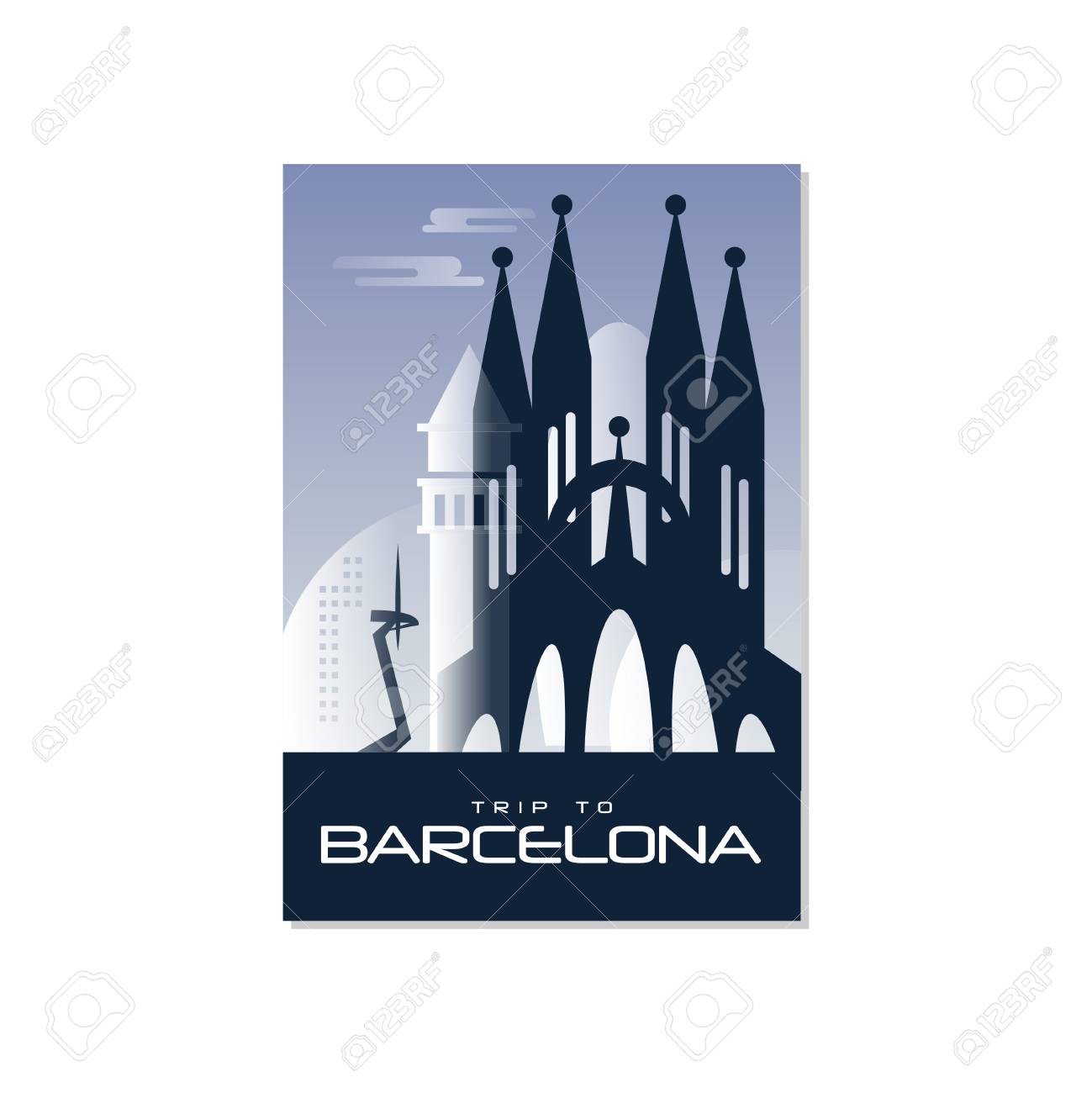trip to barselona travel poster template touristic greeting travel poster template
