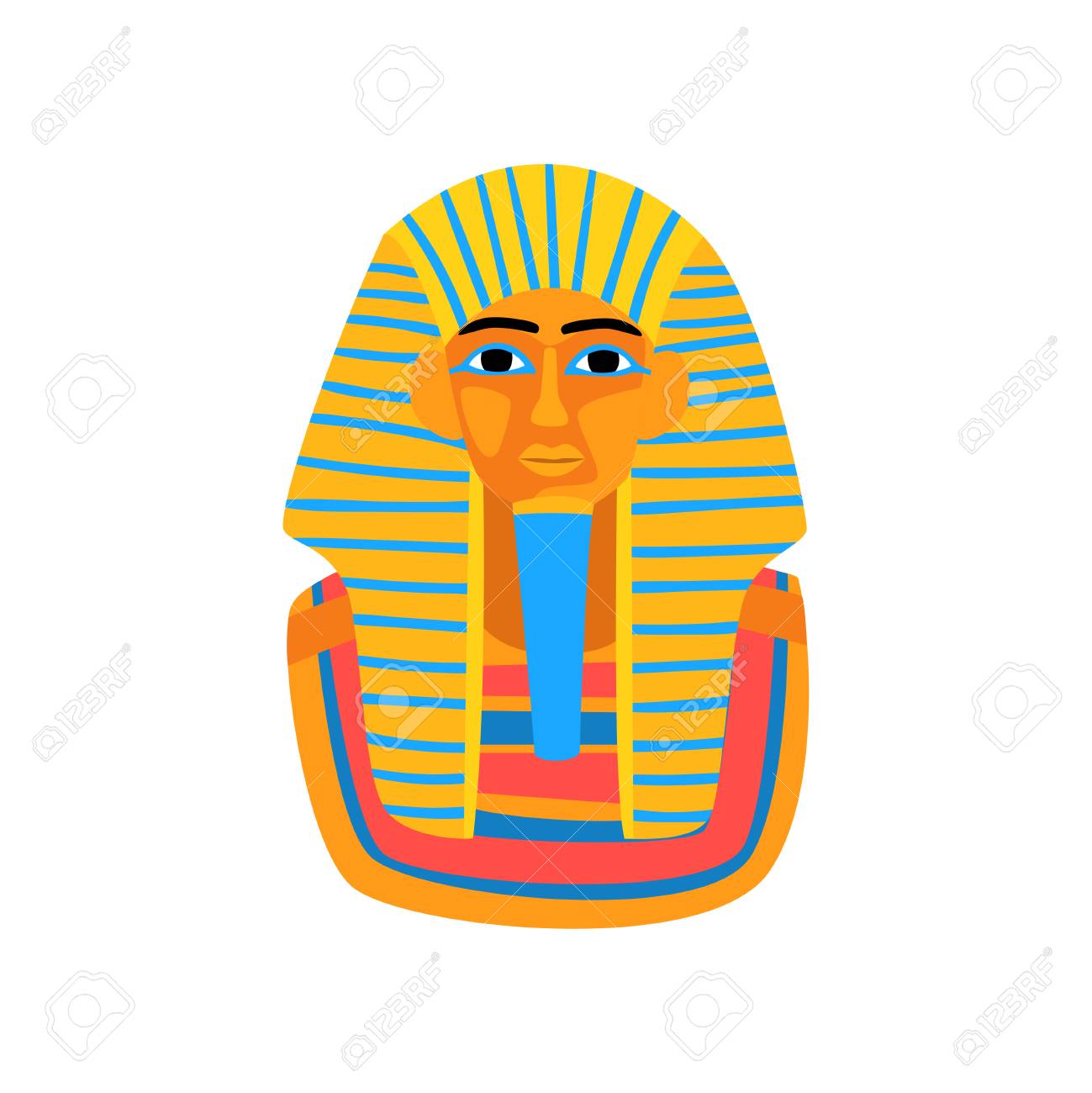 Illustration De Dessin Anime De L Ancien Pharaon Egyptien Voyage En Egypte Statue Coloree Du Roi Toutankhamon Element Graphique Pour Affiche Promotionnelle De L Agence De Voyages Icone Plate Vecteur Clip Art Libres De