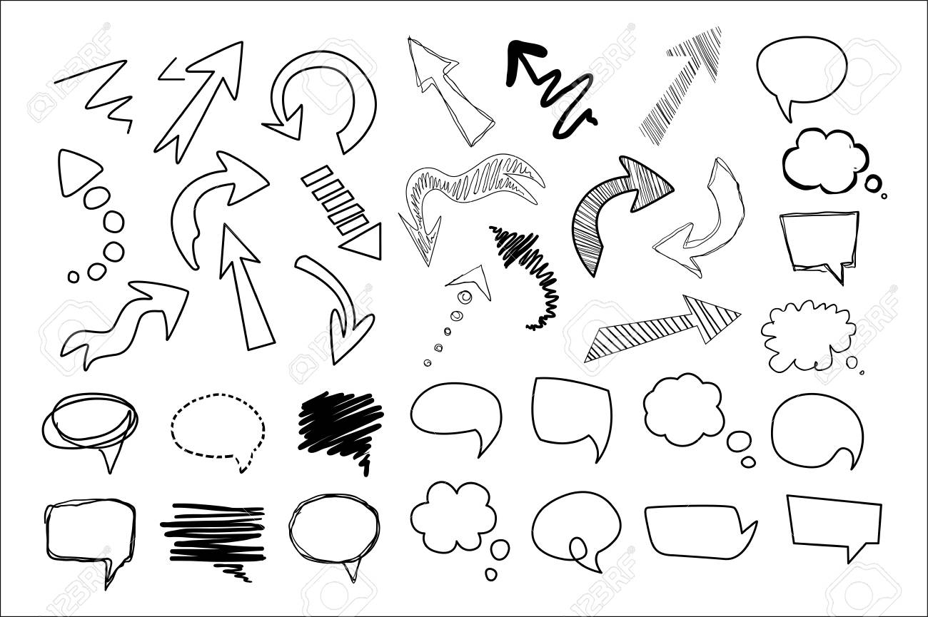 Hand drawn speech and thought bubbles big set, design elements collection vector illustration on a white background. - 99993282 Hand drawn speech and thought bubbles big set, design elements collection vector illustration on a white background. - 99993282