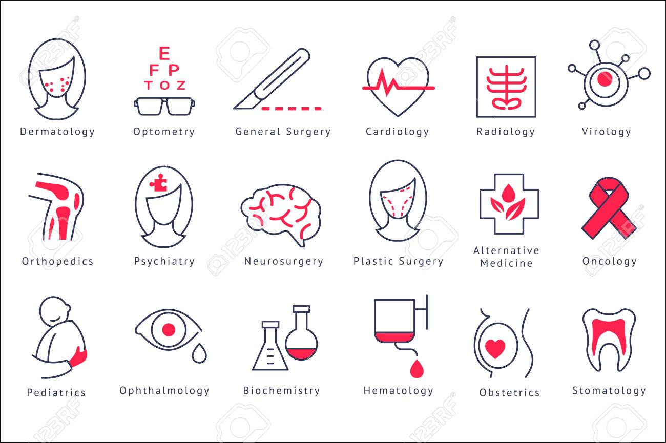 Different hospital department icons set vector Illustrations isolated on a white background. - 99989873 Different hospital department icons set vector Illustrations isolated on a white background. - 99989873