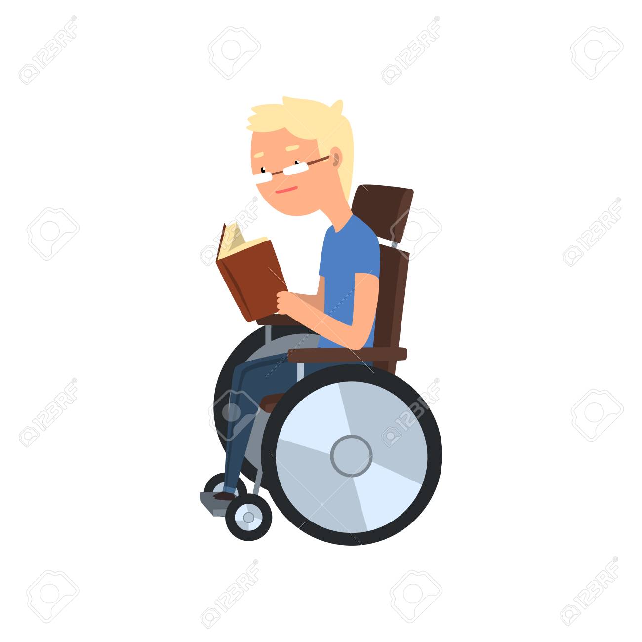 Disabled man in wheelchair reading a book, rehabilitation of disabled people concept vector Illustration on a white background - 101375865 Disabled man in wheelchair reading a book, rehabilitation of disabled people concept vector Illustration on a white background - 101375865