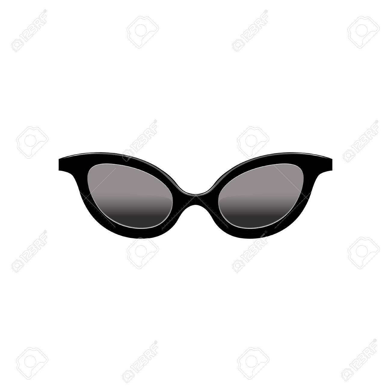 Retro womens cat eye sunglasses with black lenses and plastic frame. Fashion accessory. Flat vector element for mobile app - 104333616 Retro womens cat eye sunglasses with black lenses and plastic frame. Fashion accessory. Flat vector element for mobile app - 104333616