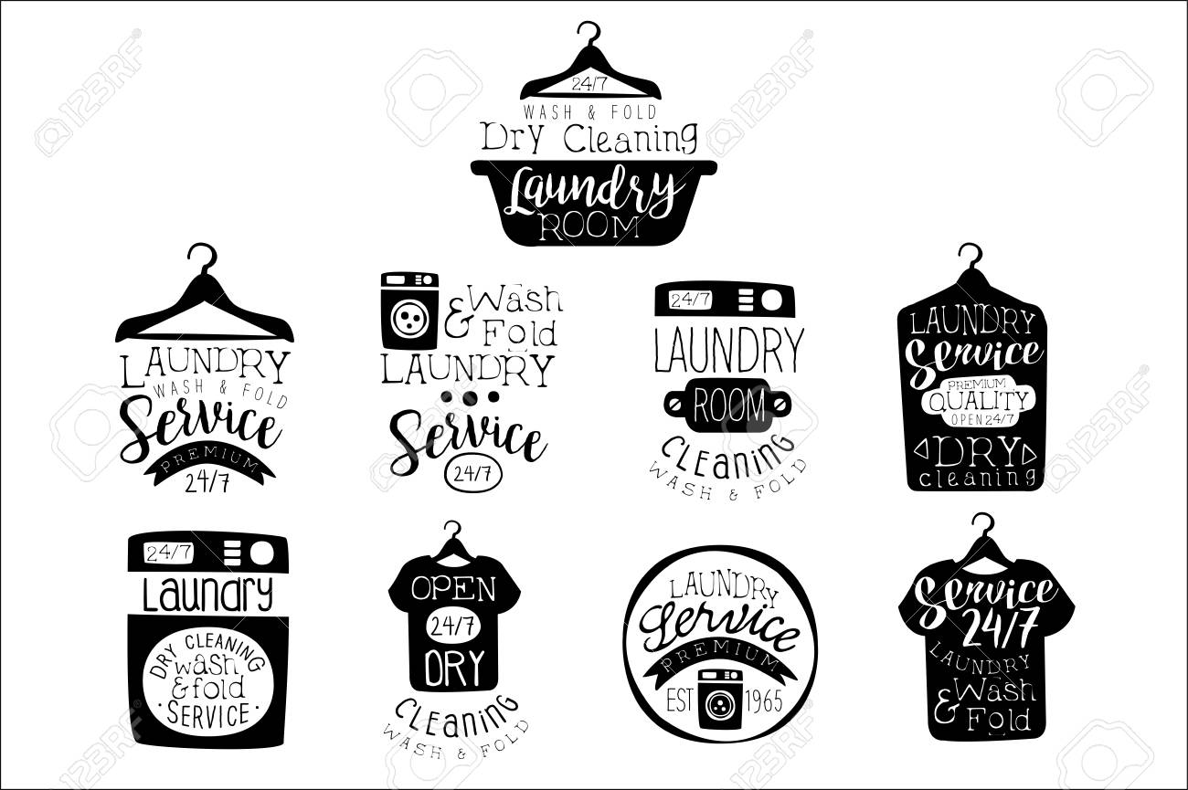 Laundry Room Black And White Label Set Of Traditional Style Flat In Black And White Label Templates Laundry Room Black And White Label Set Of Traditional Style Flat In Black And White Label Templates