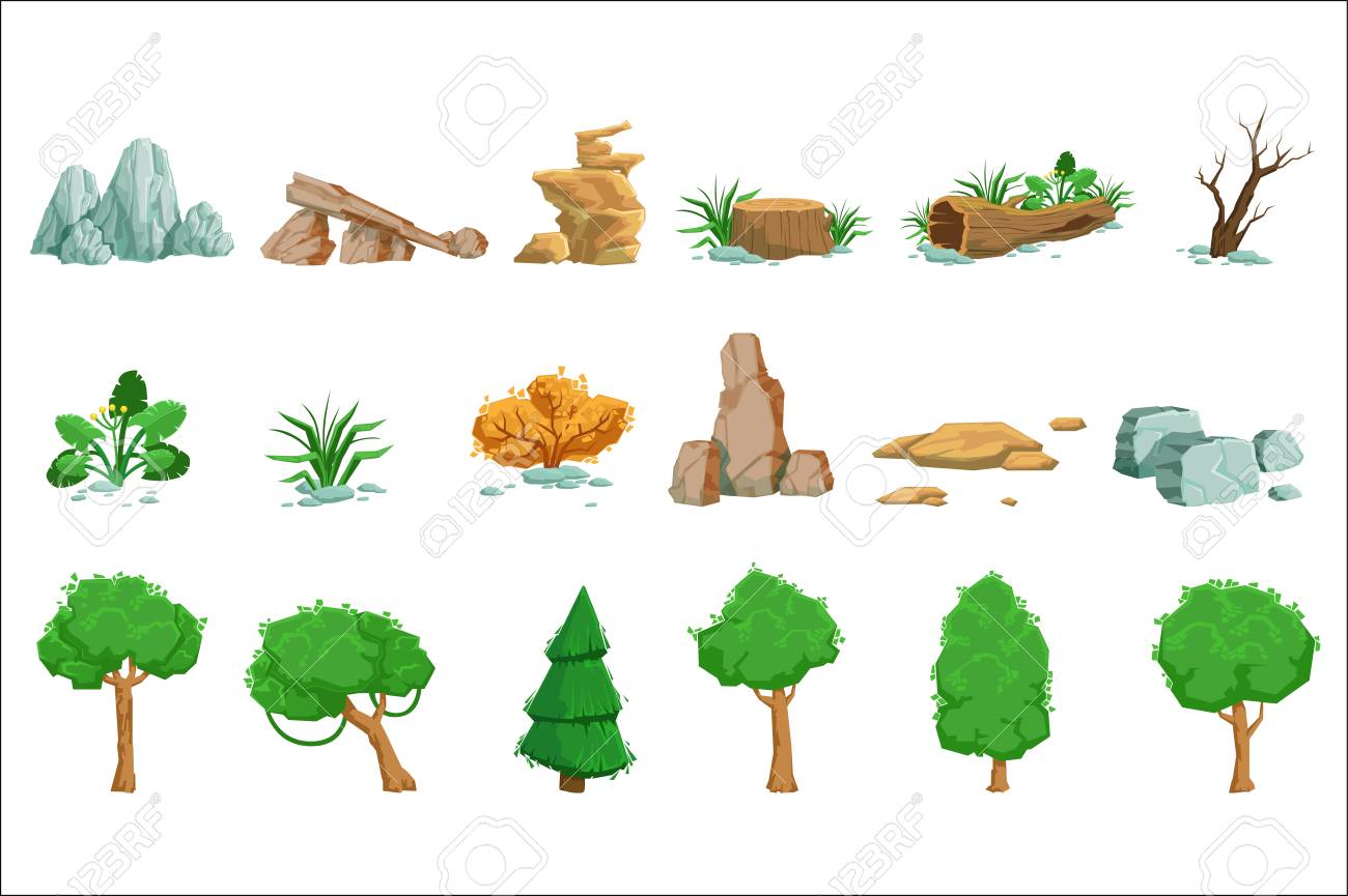 Landscape Natural Elements Set Of Detailed Icons - 106705627 Landscape Natural Elements Set Of Detailed Icons - 106705627
