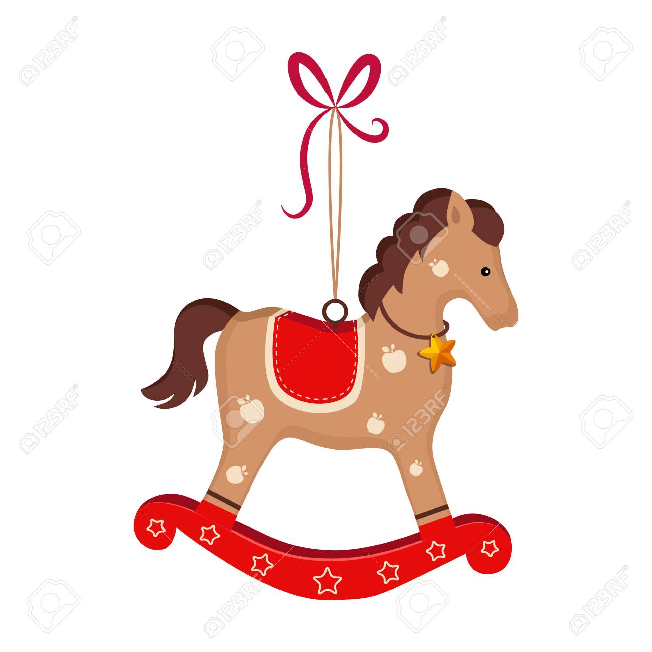 Christmas Toy Rocking Horse Greeting Card With Text Vector Royalty Free Cliparts Vectors And Stock Illustration Image 128162863