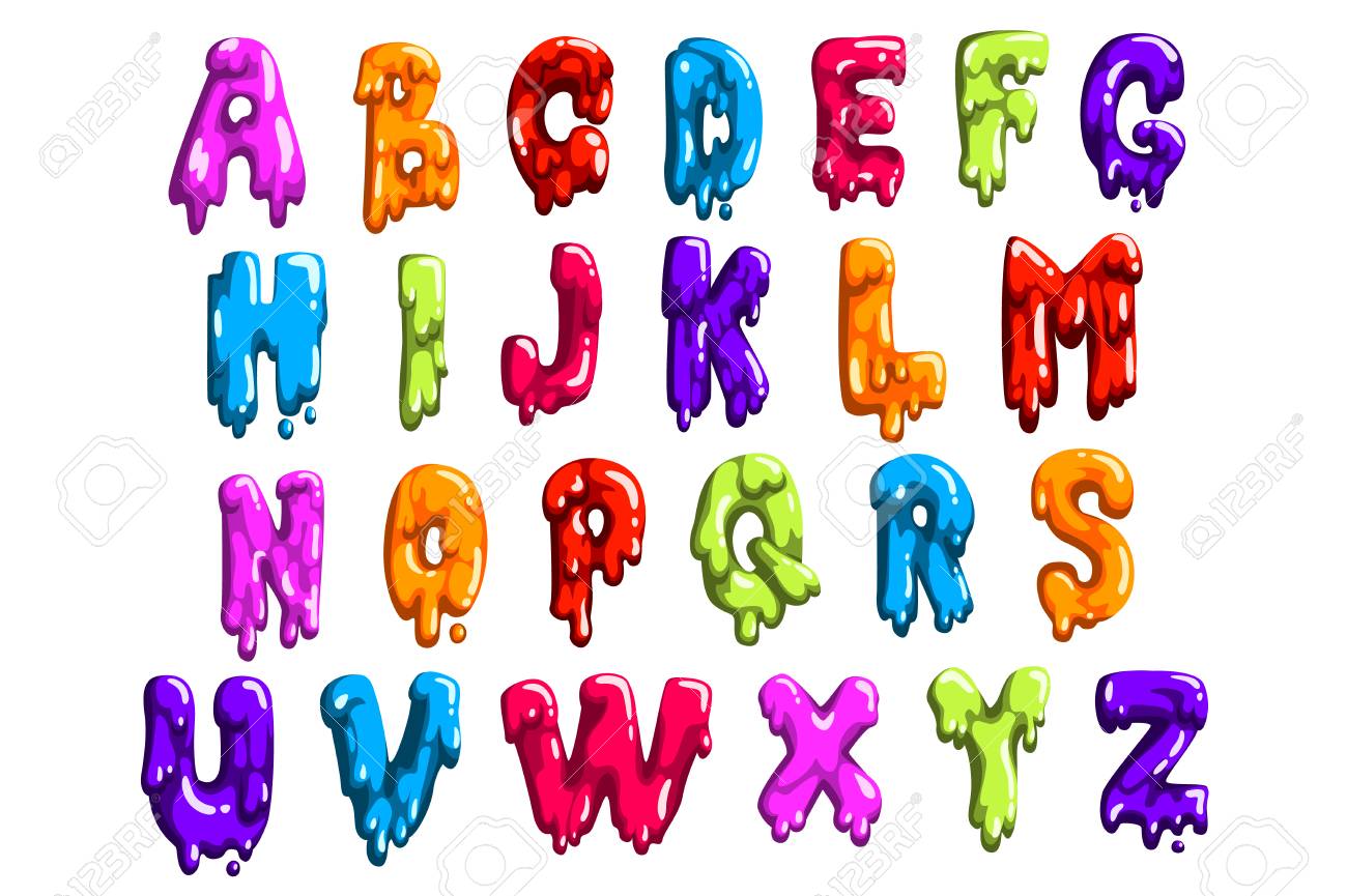 Bright-colored latin alphabet made of sweet jelly or jam. English letters from A to Z. Cartoon vector font for print, poster or card - 116316974 Bright-colored latin alphabet made of sweet jelly or jam. English letters from A to Z. Cartoon vector font for print, poster or card - 116316974