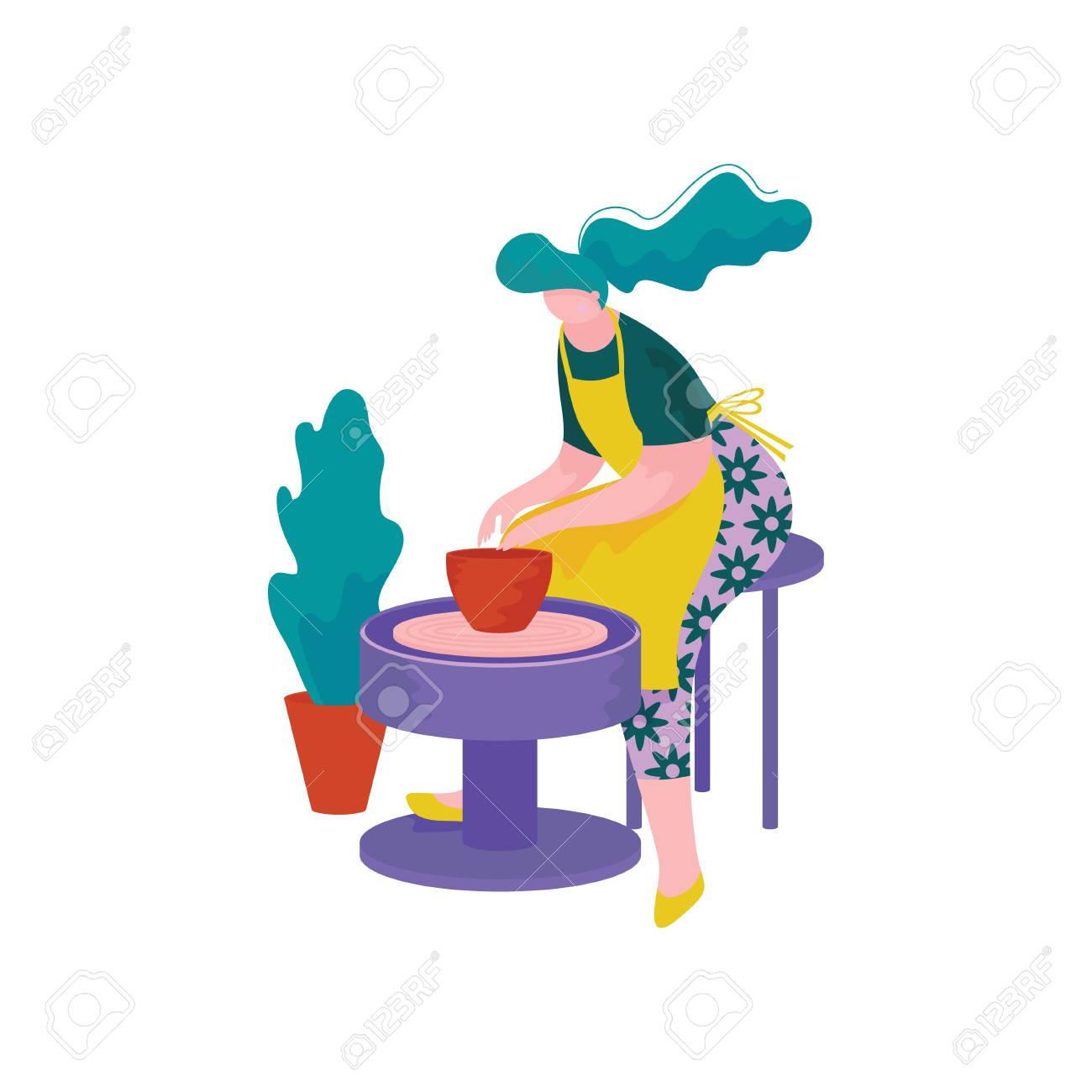young woman ceramists making ceramic pot on wheel at pottery royalty free cliparts vectors and stock illustration image 124713887 young woman ceramists making ceramic pot on wheel at pottery