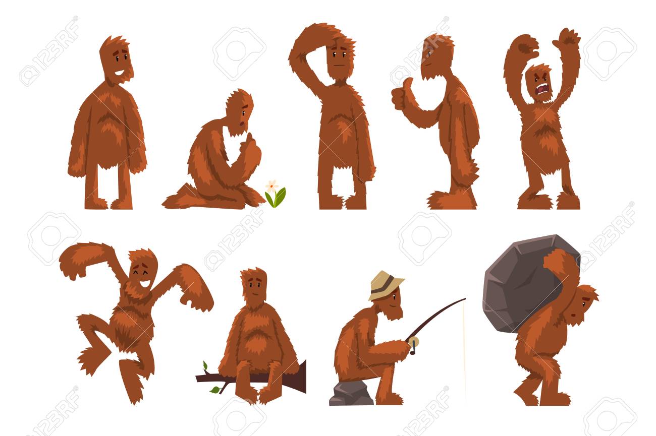 Funny bigfoot cartoon character set, mythical creature in different situations vector Illustrations isolated on a white background. - 123469092 Funny bigfoot cartoon character set, mythical creature in different situations vector Illustrations isolated on a white background. - 123469092