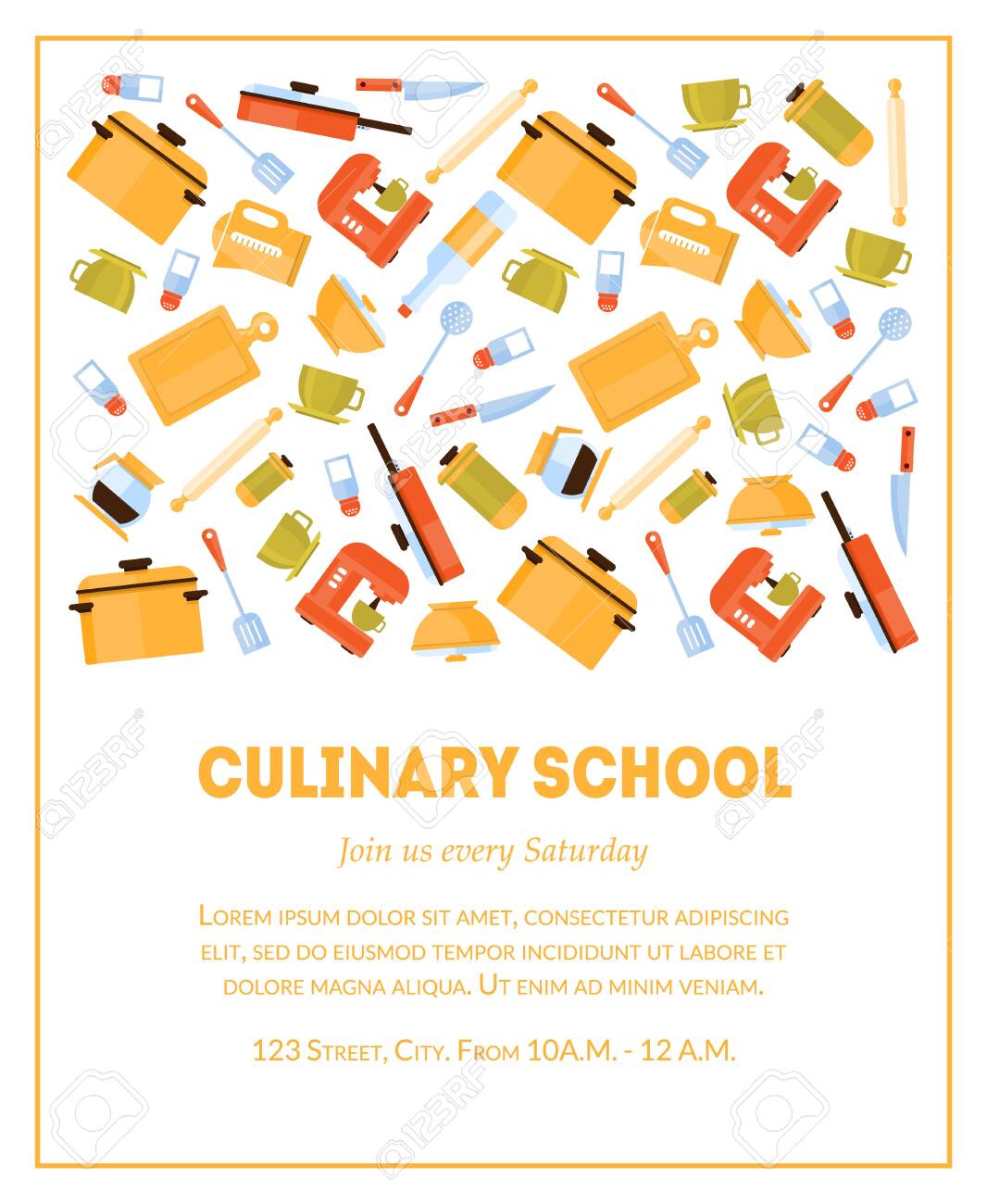 Culinary School Banner Template Invitation Card With Place For Royalty Free Cliparts Vectors And Stock Illustration Image 123126706